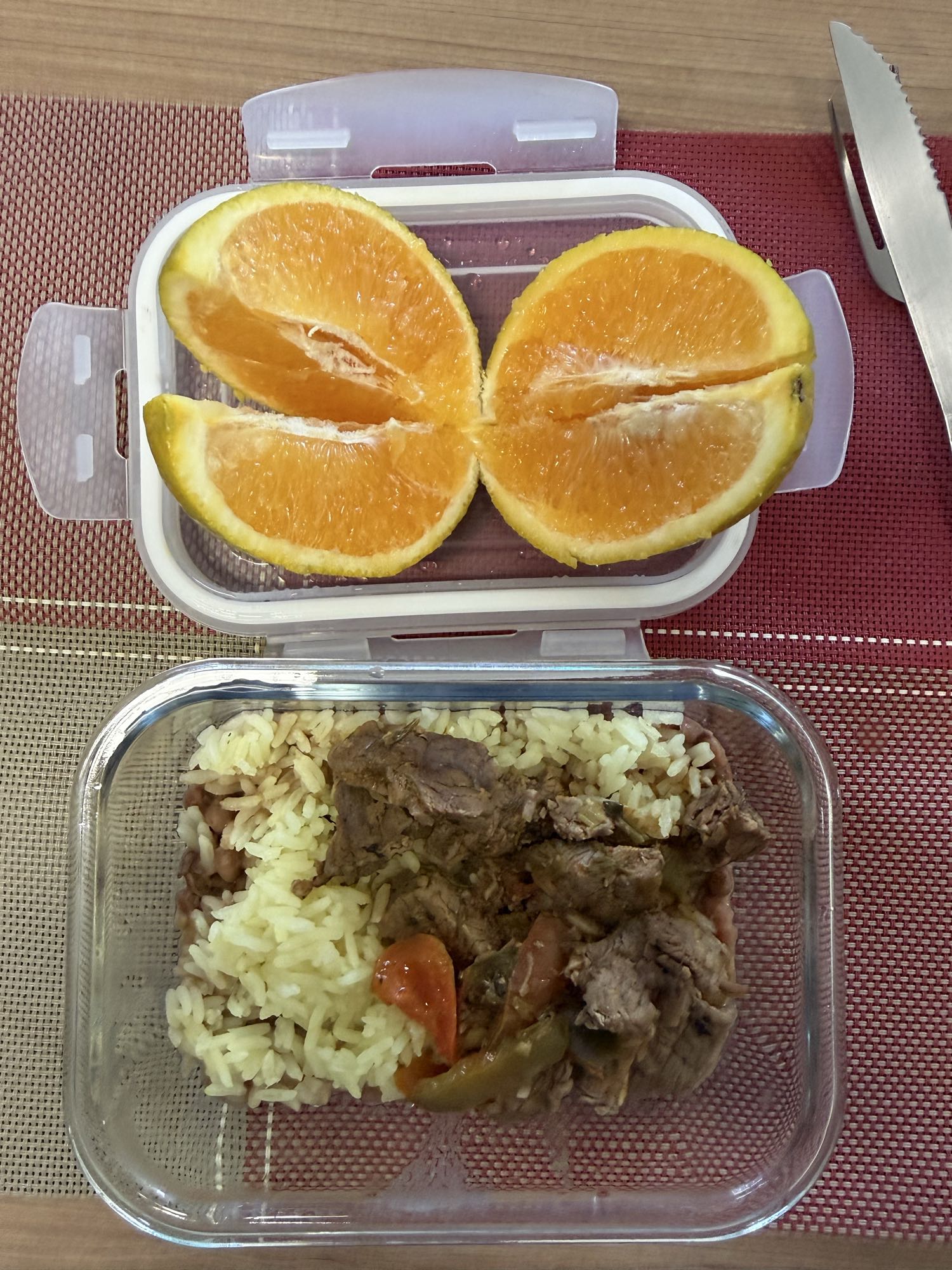 arroz feijao carne laranja