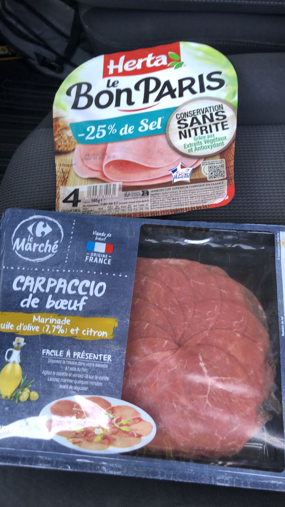 Jambon et carpaccio
