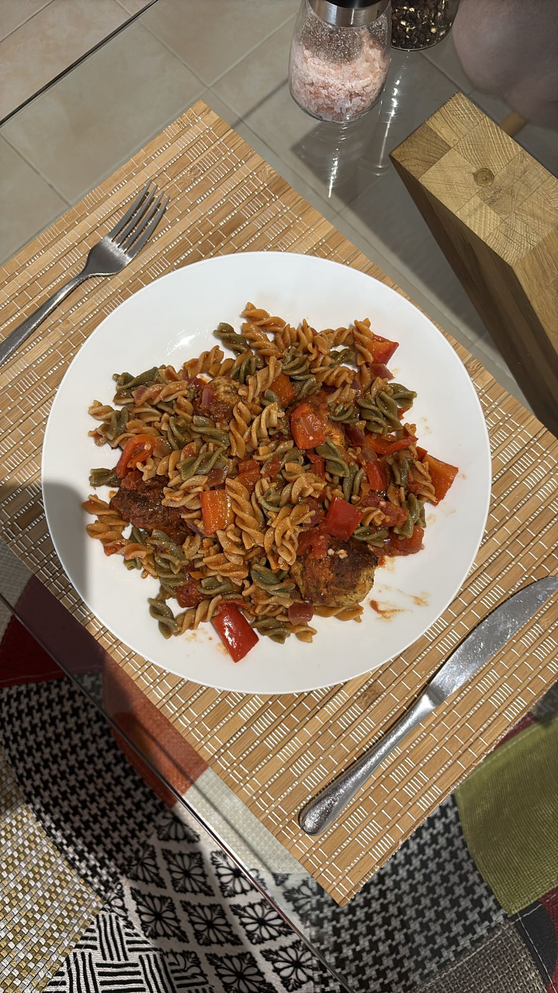 Lentil Pasta with Chicken Meatballs
