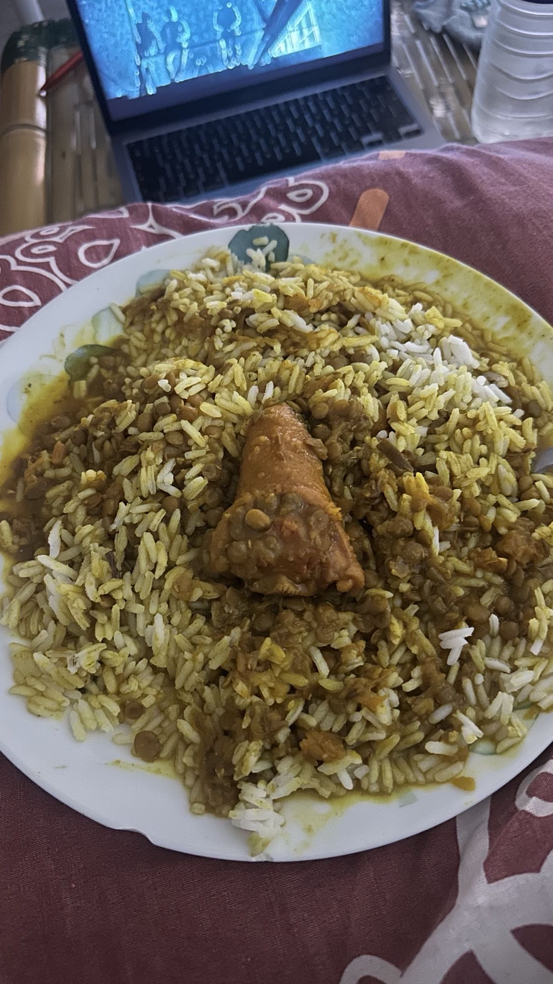 Riz aux lentilles et poulet