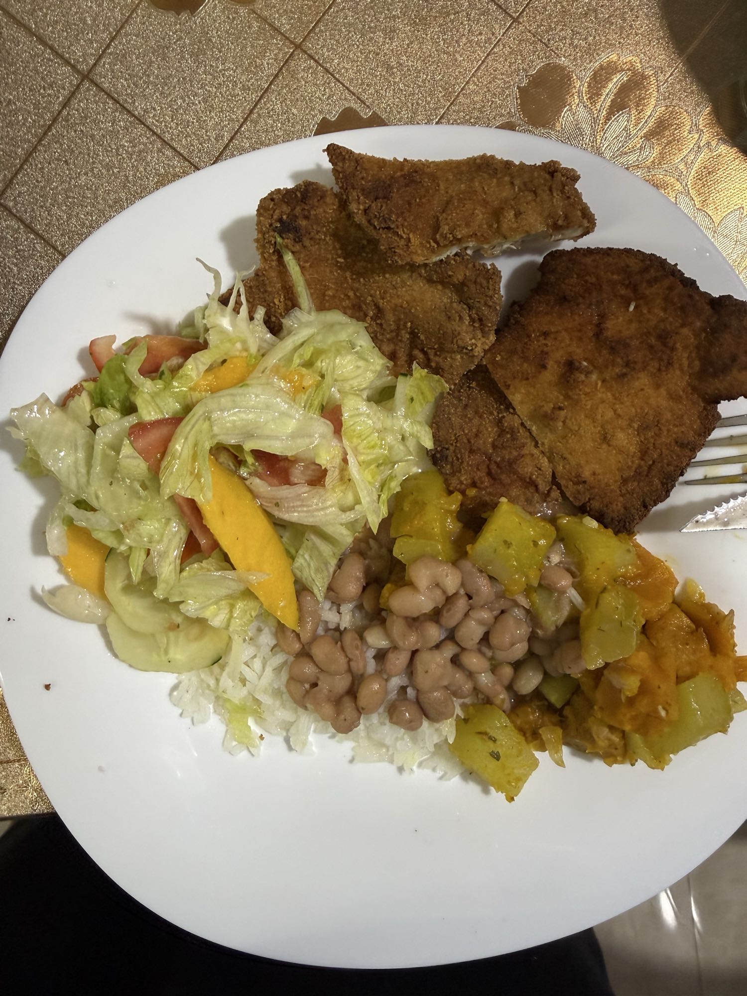 Frango frito com arroz