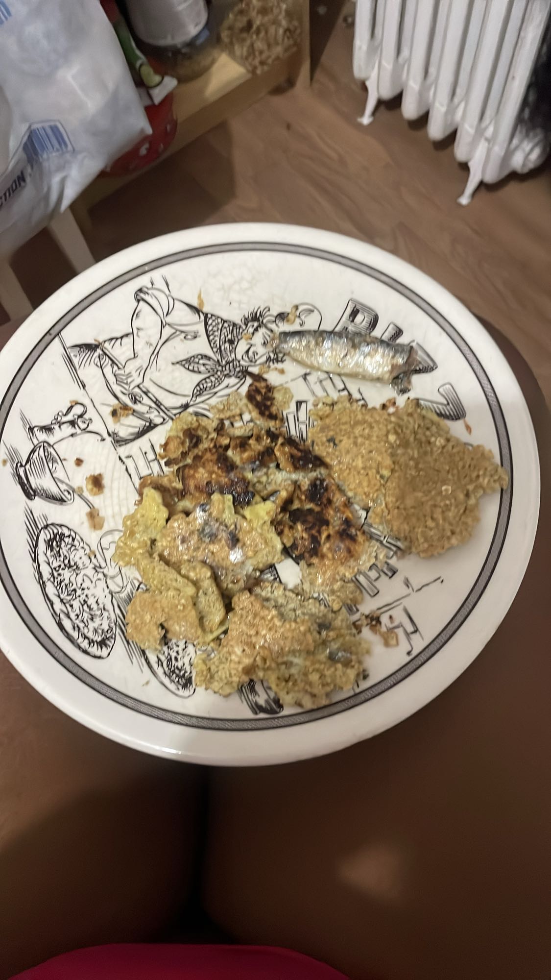 Œufs brouillés aux flocons d’avoine et sardines