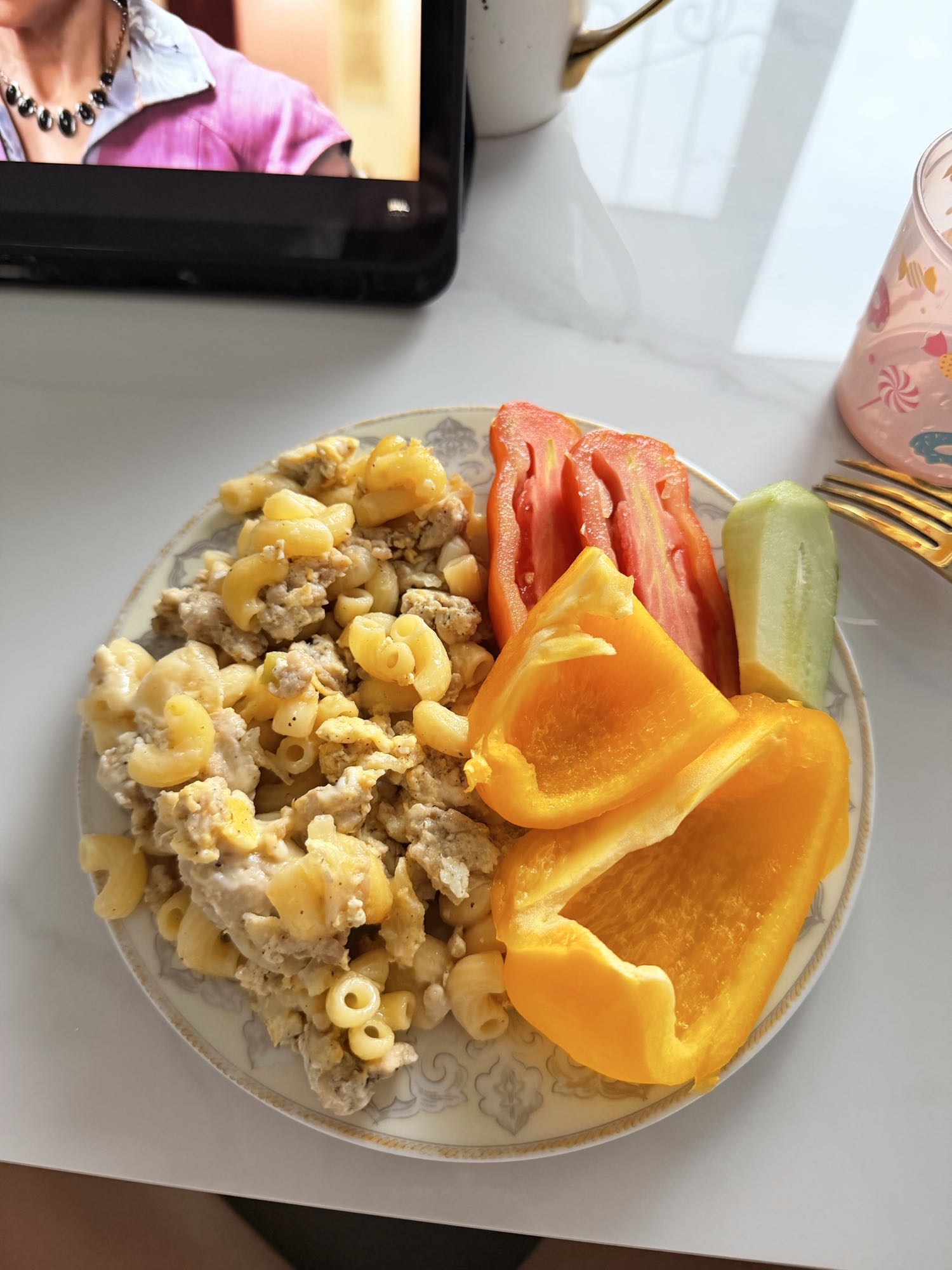 Макароны с овощами