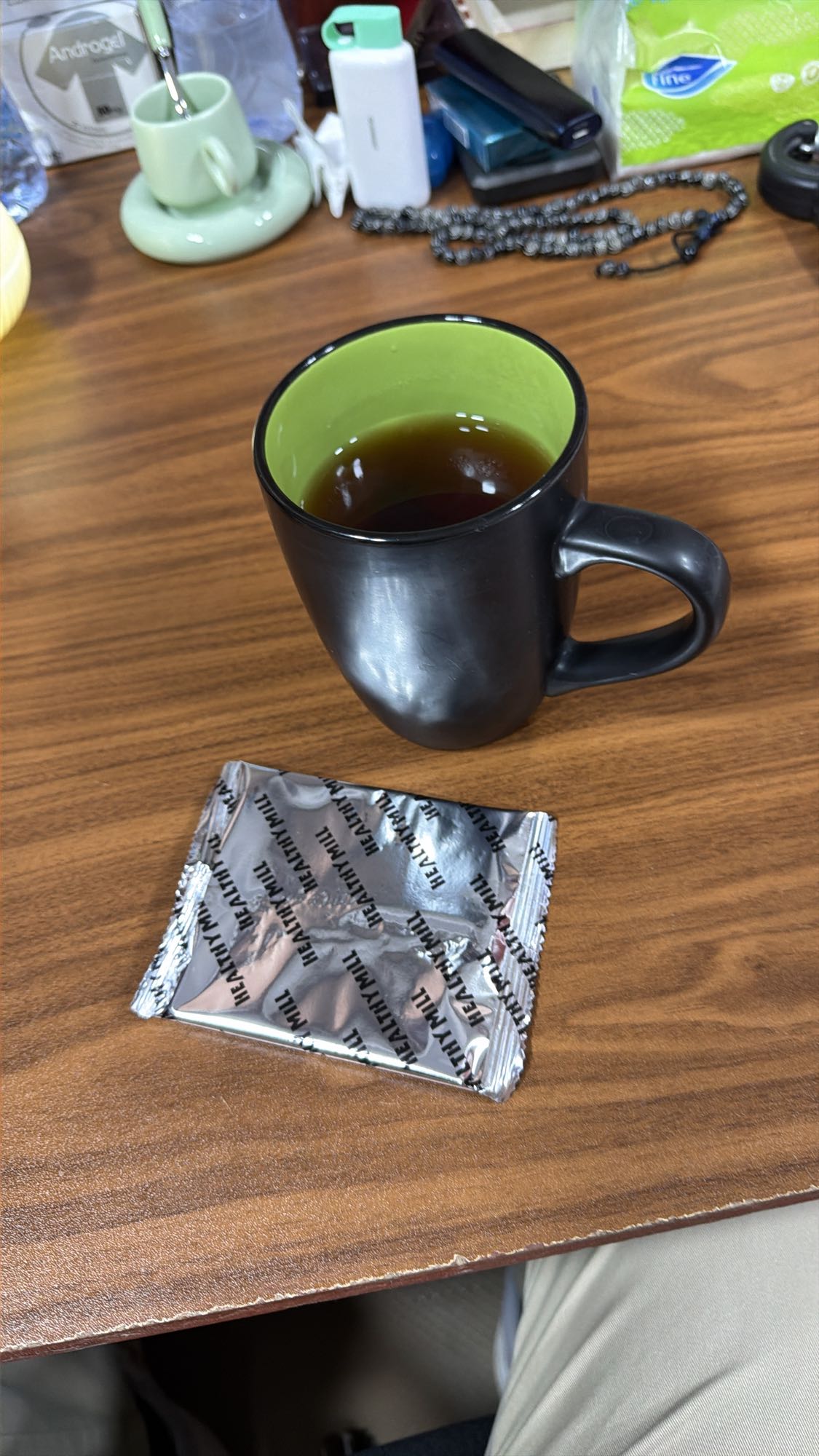 2 cups of tea with 2 gluten free chocolate crunchy waffles