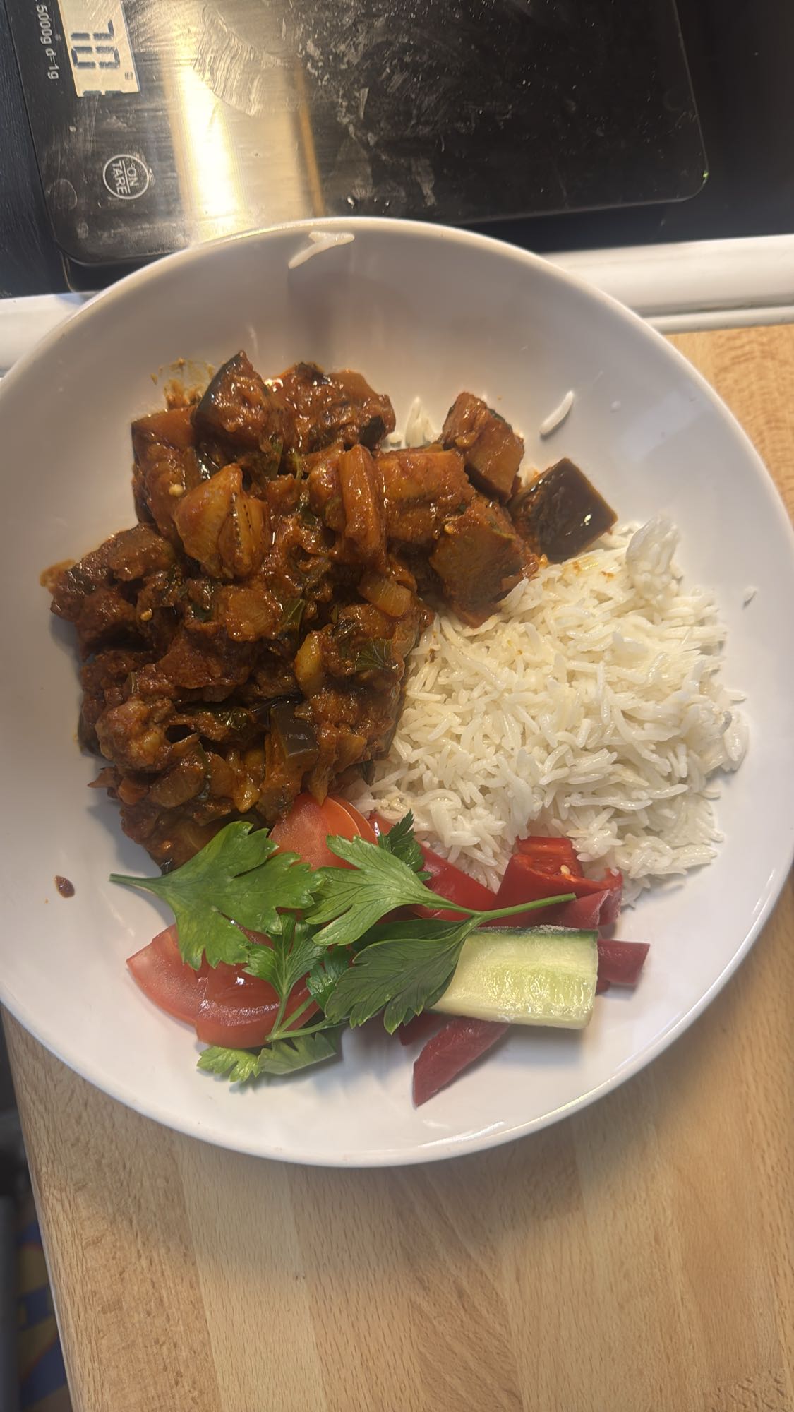 Ris med auberginegryta