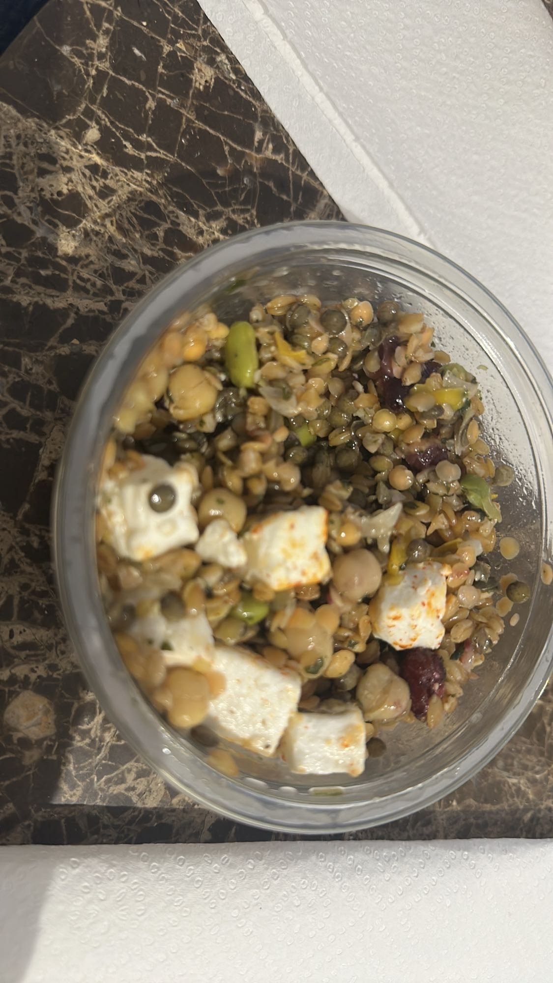 Lentil Chickpea Feta Salad