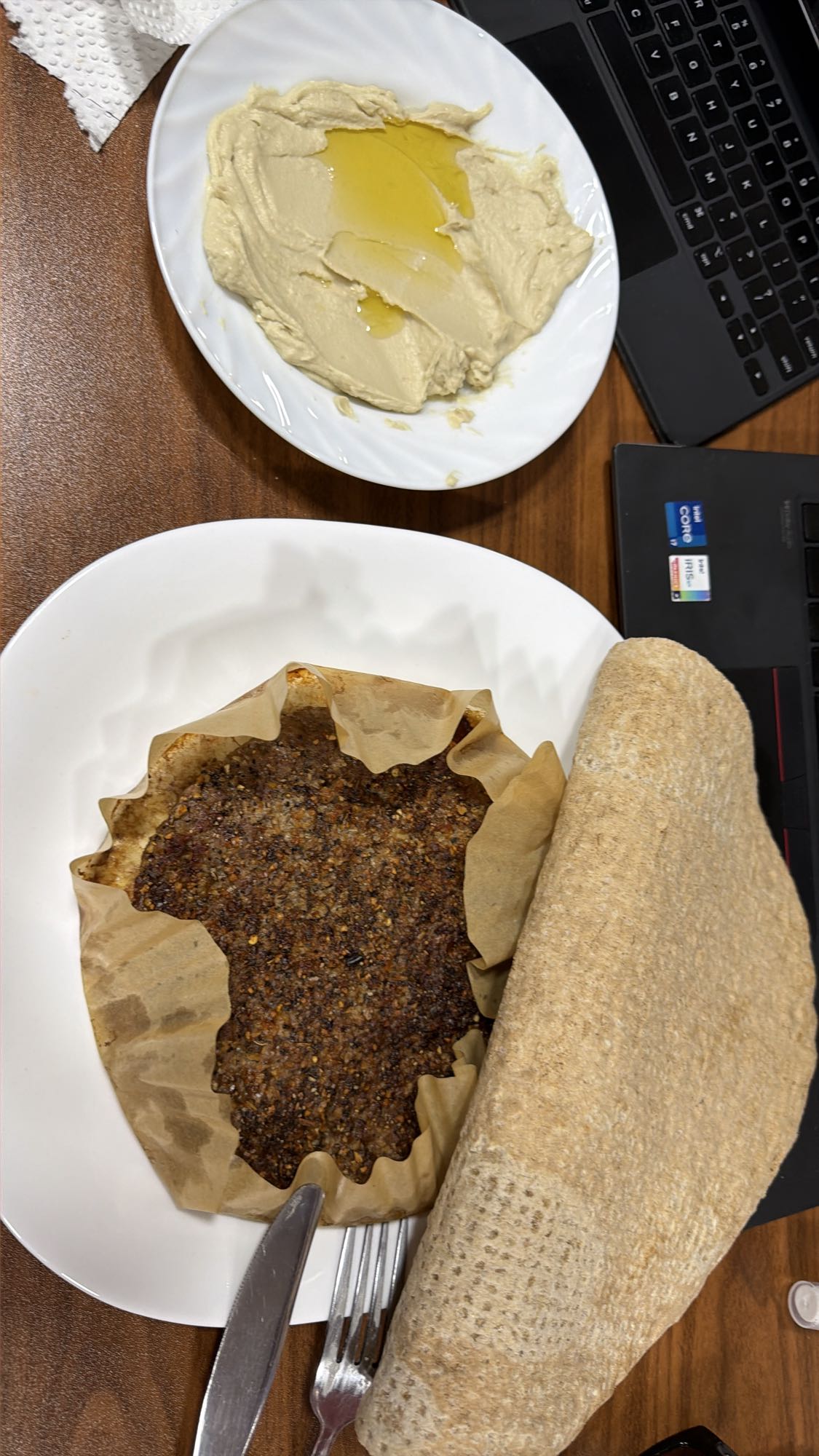 Air Fryer Mincemeat Bar with Hummus and Small Flatbread