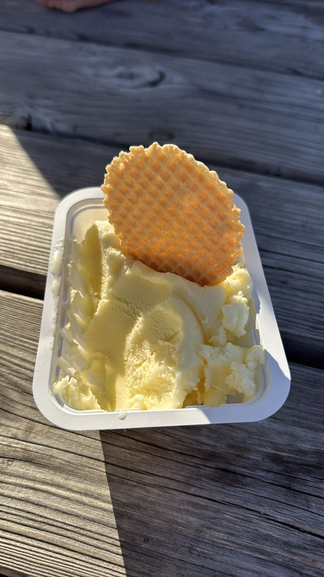 Vanille-ijs met wafel