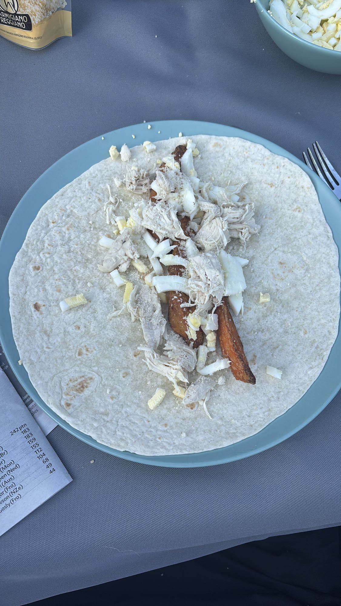 Wrap met kip, ei en zoete aardappel