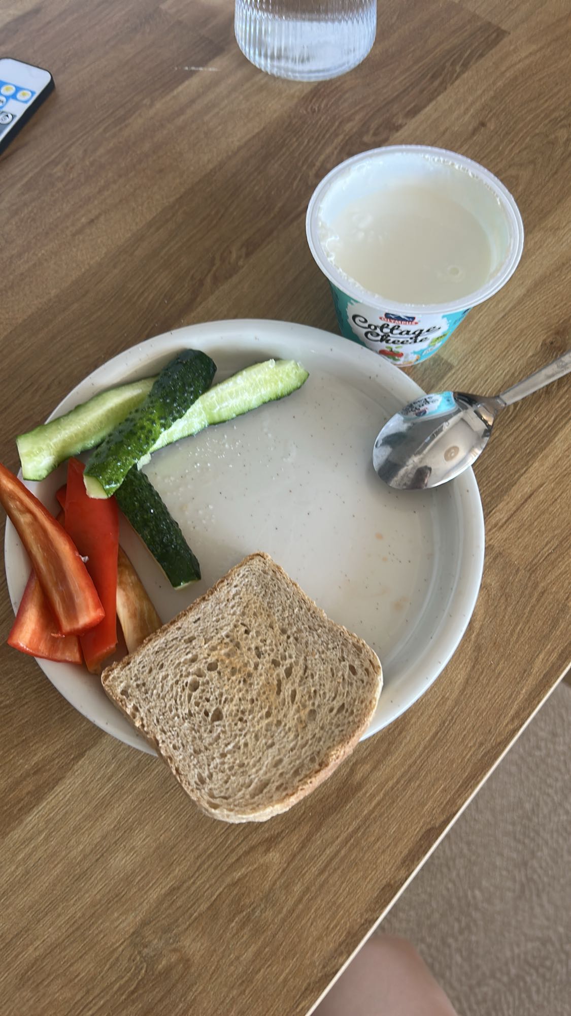 Yogurt Veg Bread Plate with Boiled Egg