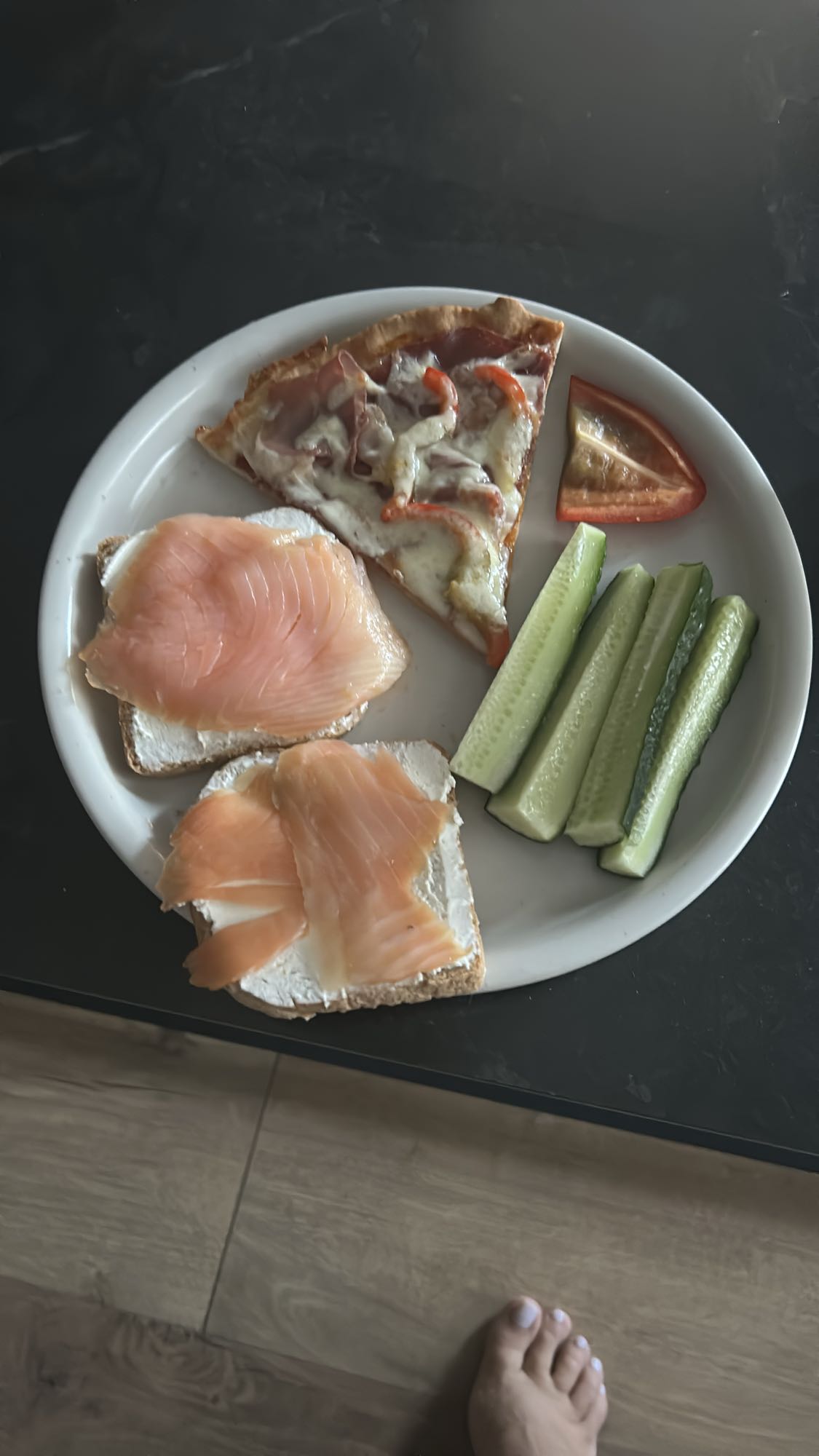 Salmon Toast and Pizza