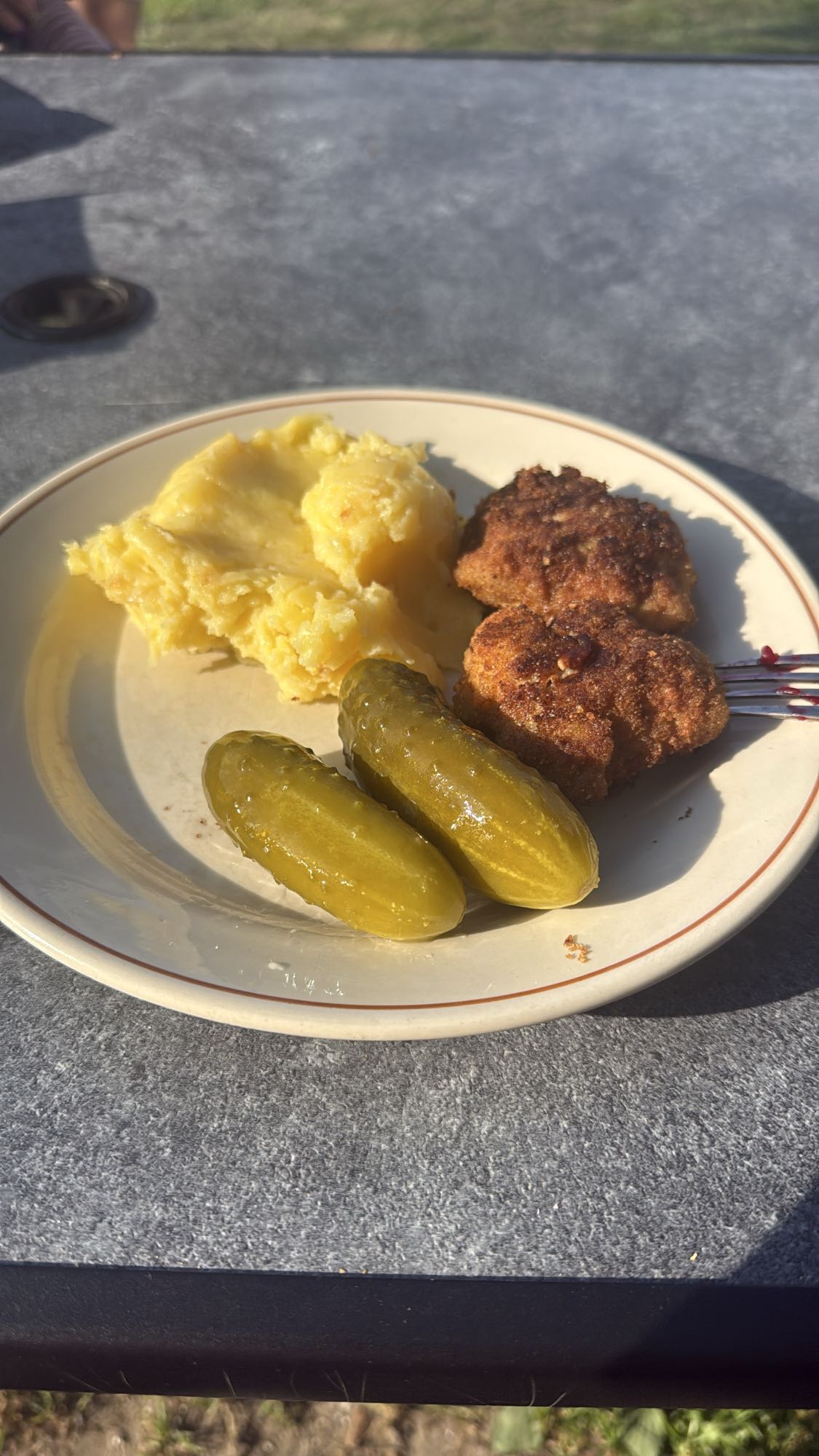 Kotlet z puree i ogórkiem