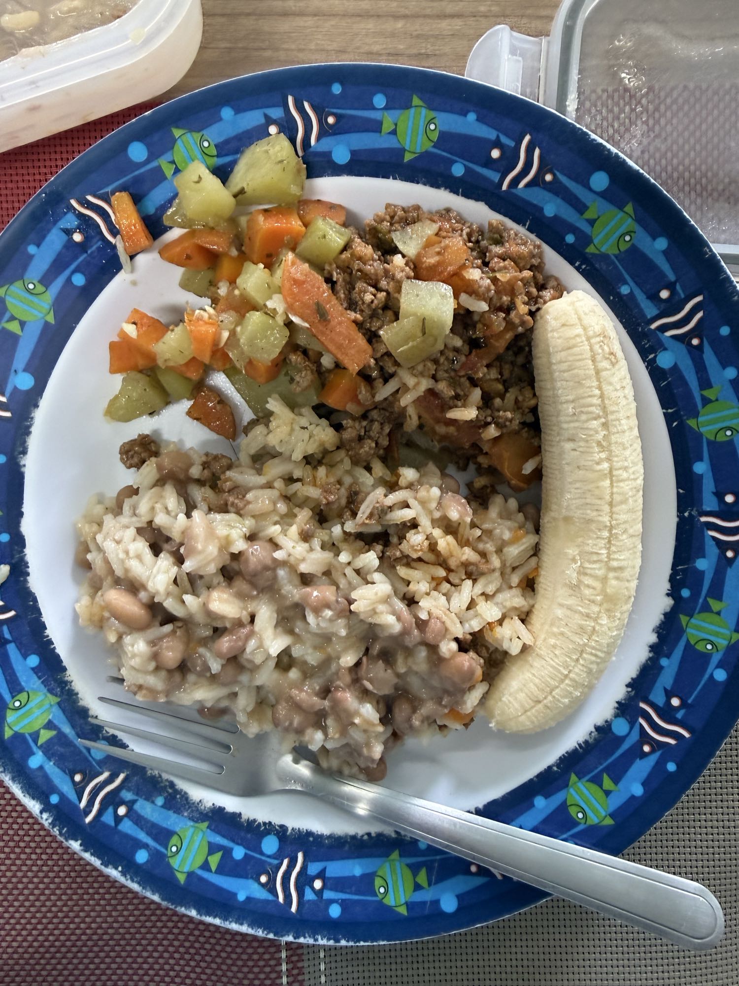 Arroz feijão carne e banana