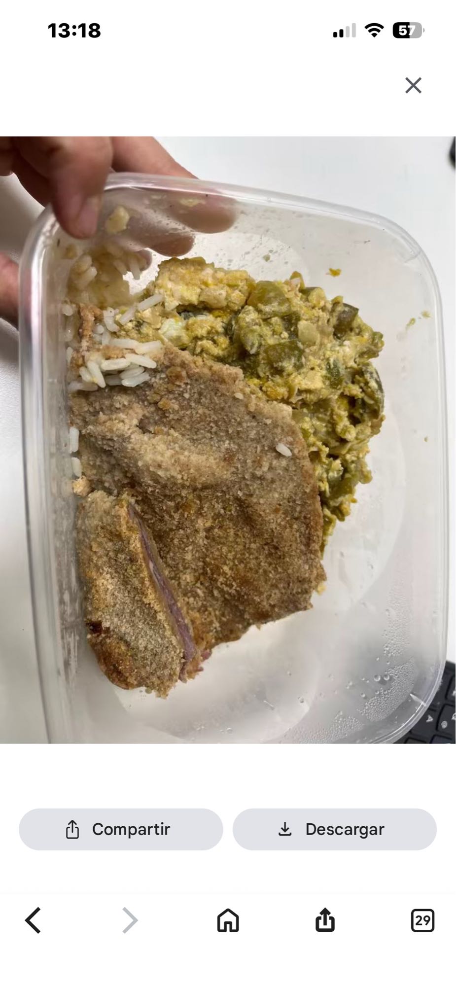 milanesa con arroz y okra