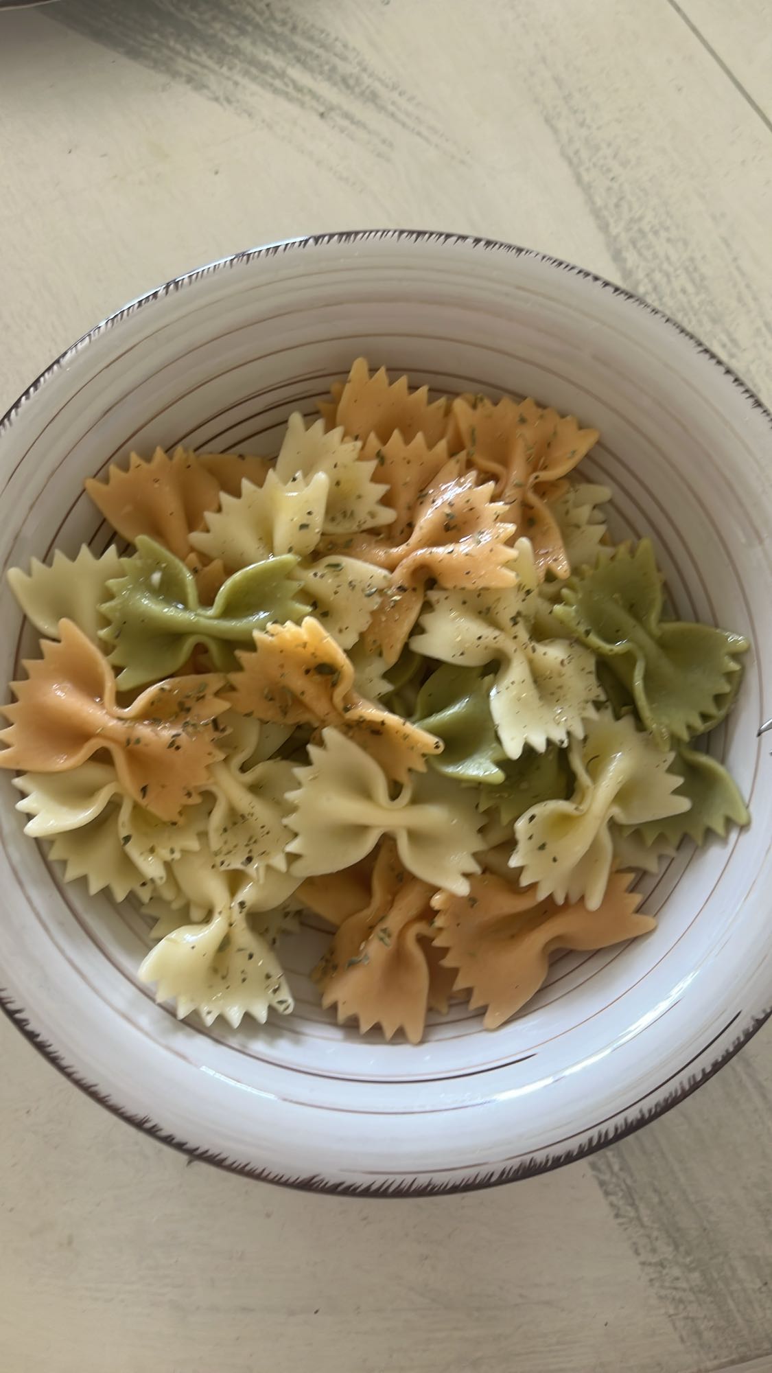 pasta tricolor hervida