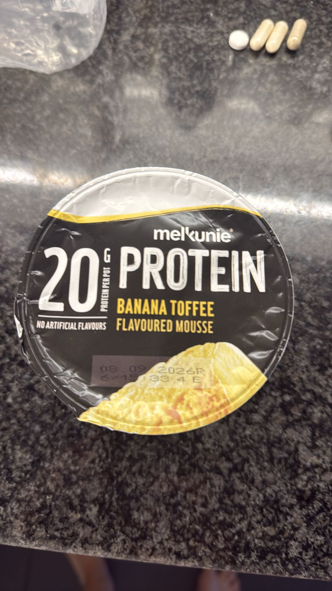 proteïnemousse banaan toffee