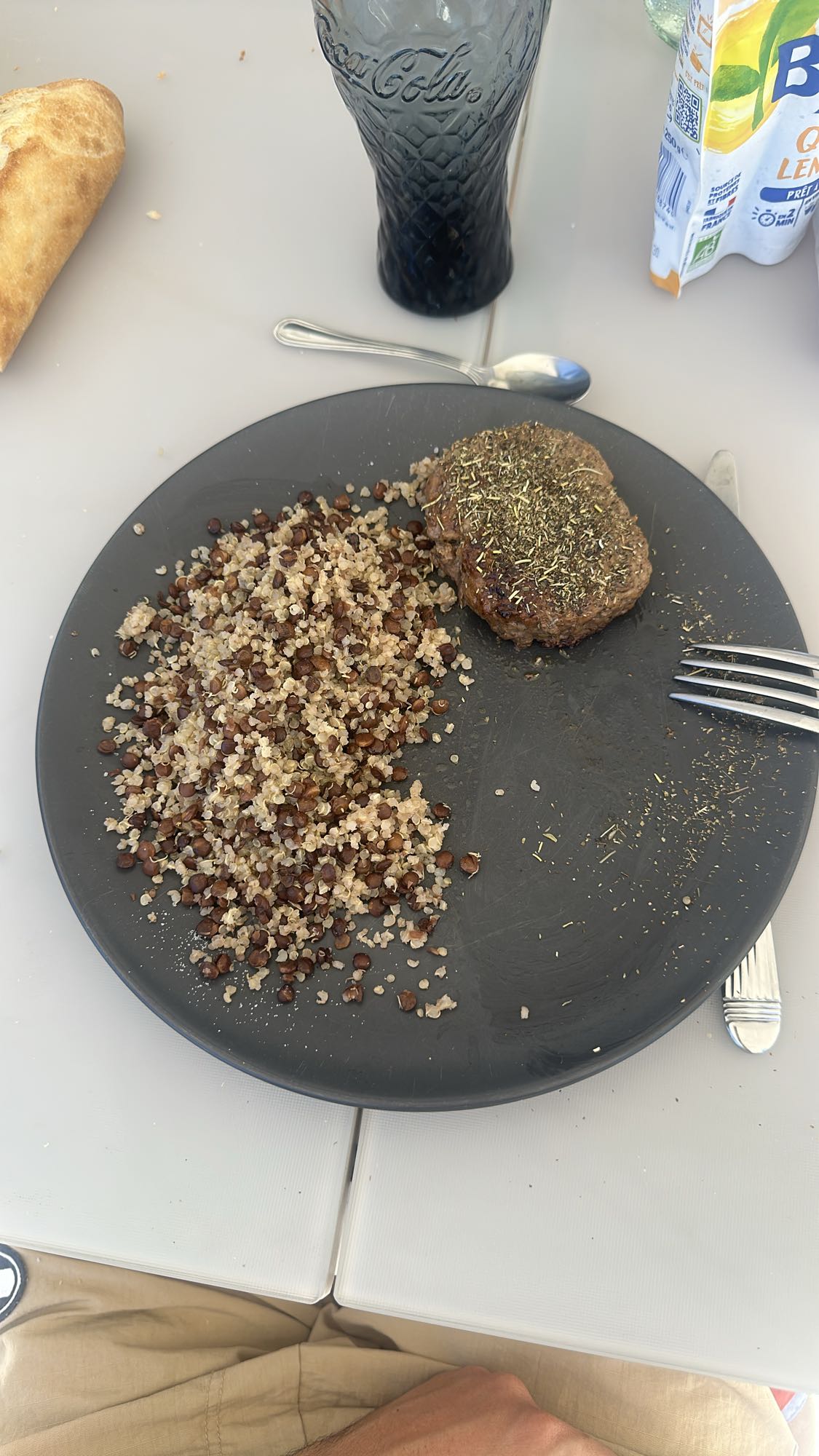Steak quinoa lentilles