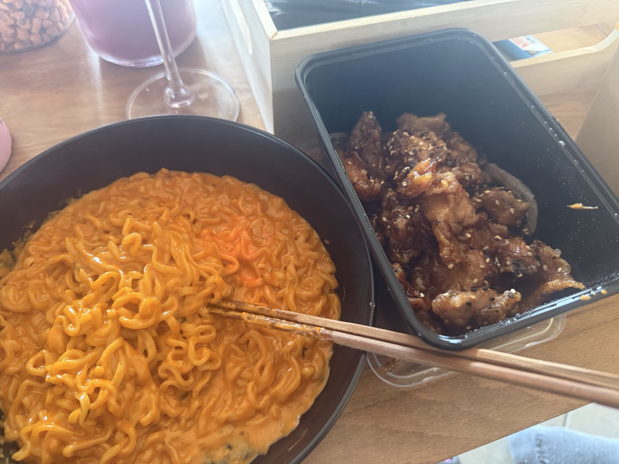 Spicy Ramen with Crispy Honey Chicken
