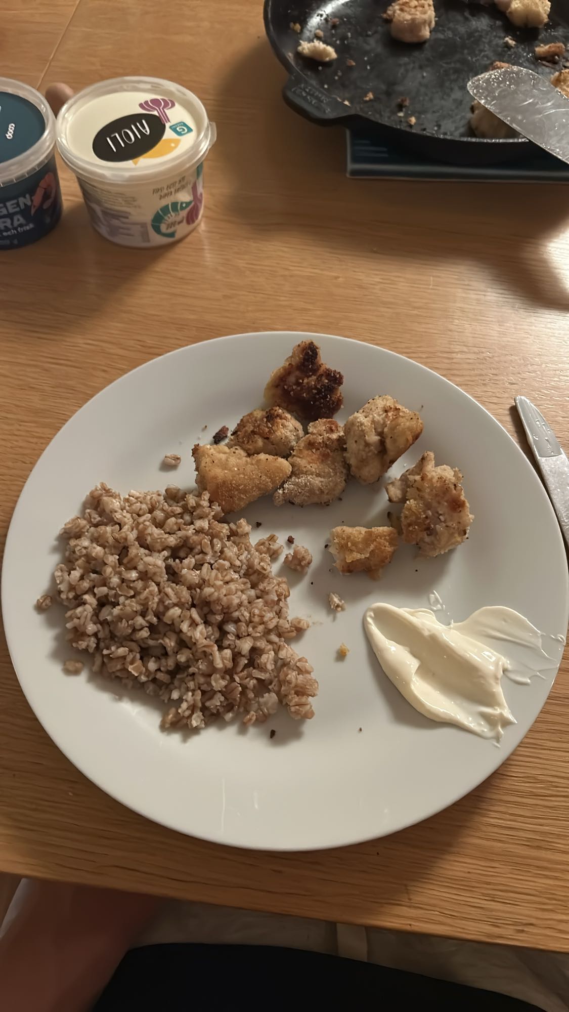 Panerad kyckling med gryn