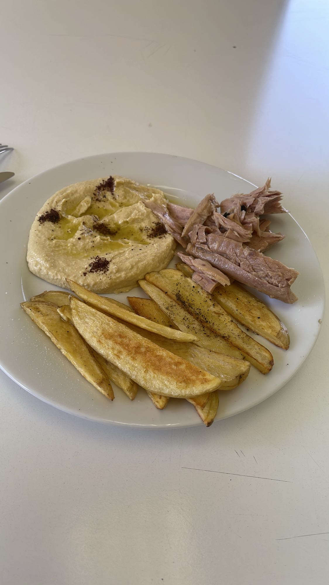 Hummus Tuna Potato Plate