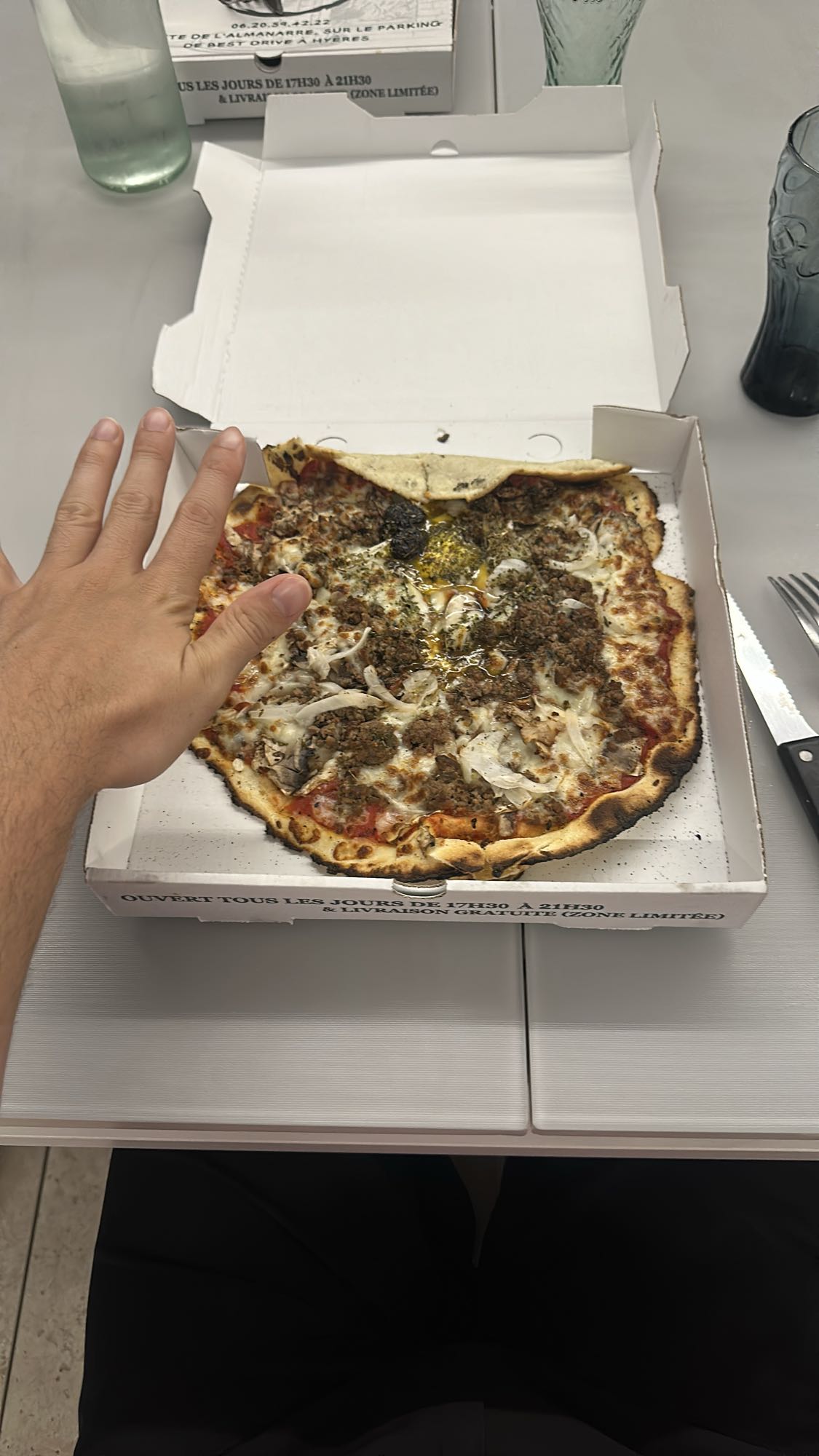 Petite pizza viande champignons