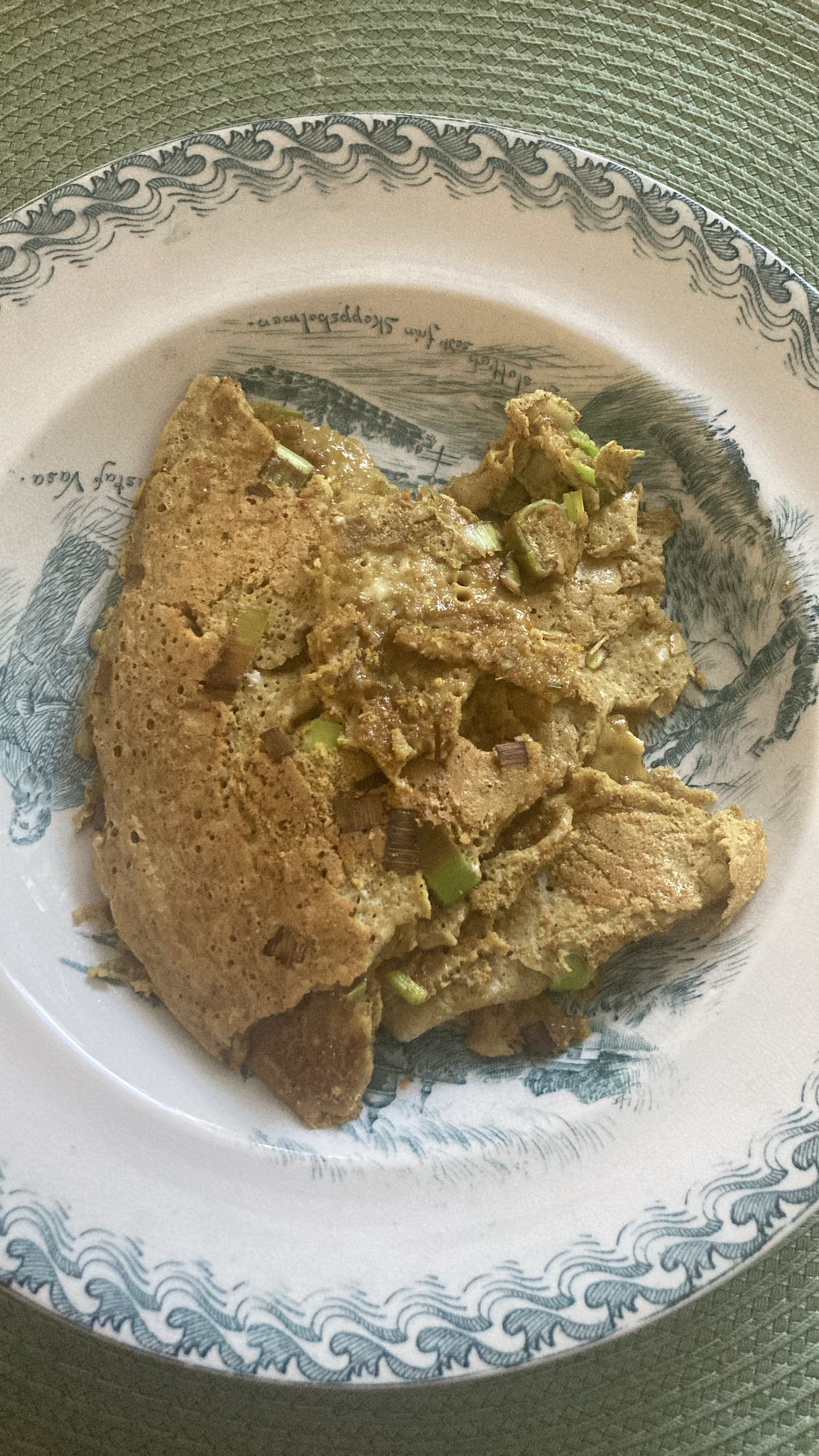 Omelett med purjolök och curry