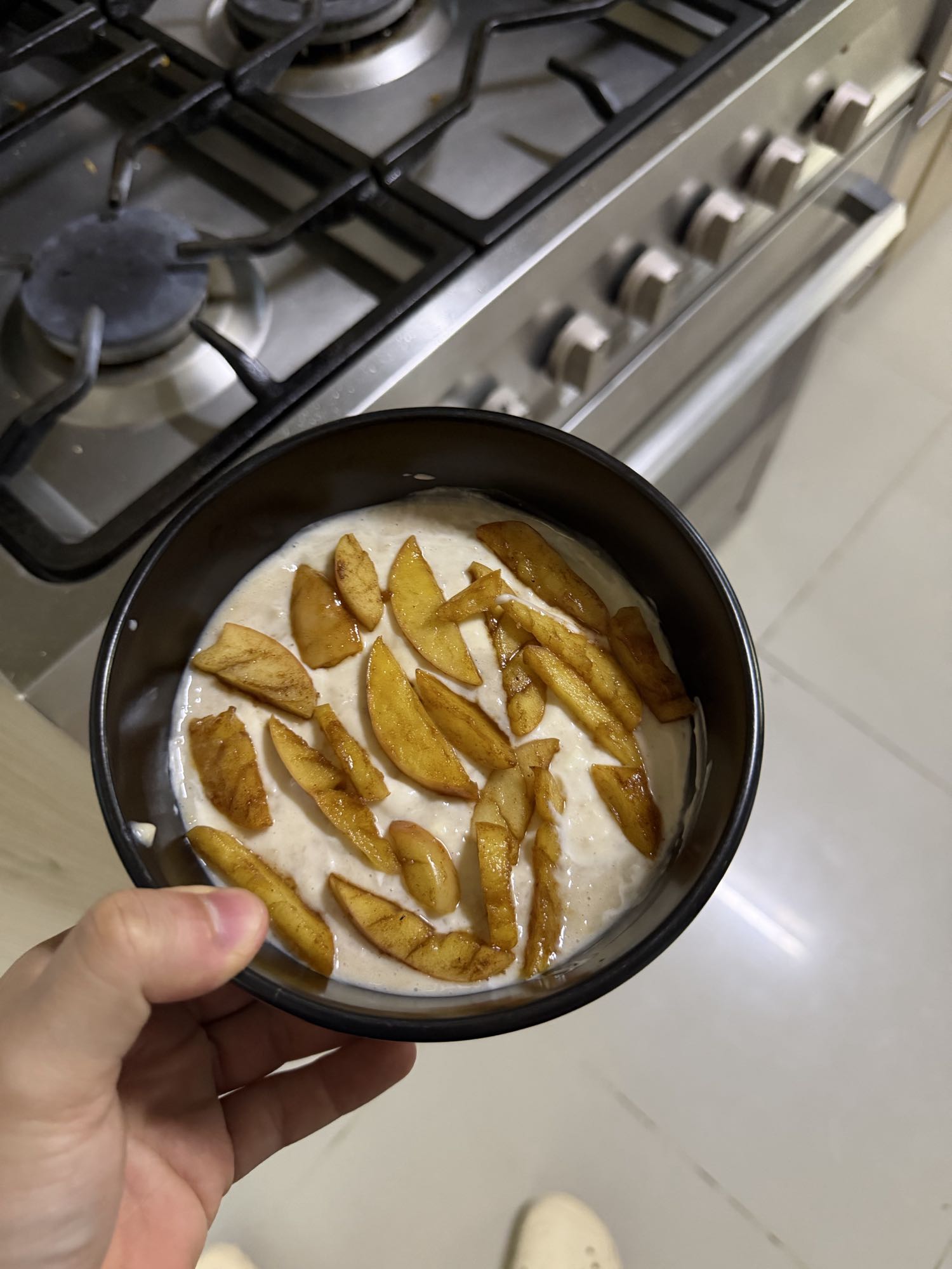 Avena con manzana, yogur griego y proteína