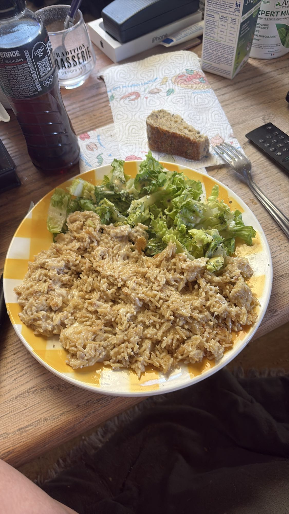 Riz au poulet et salade