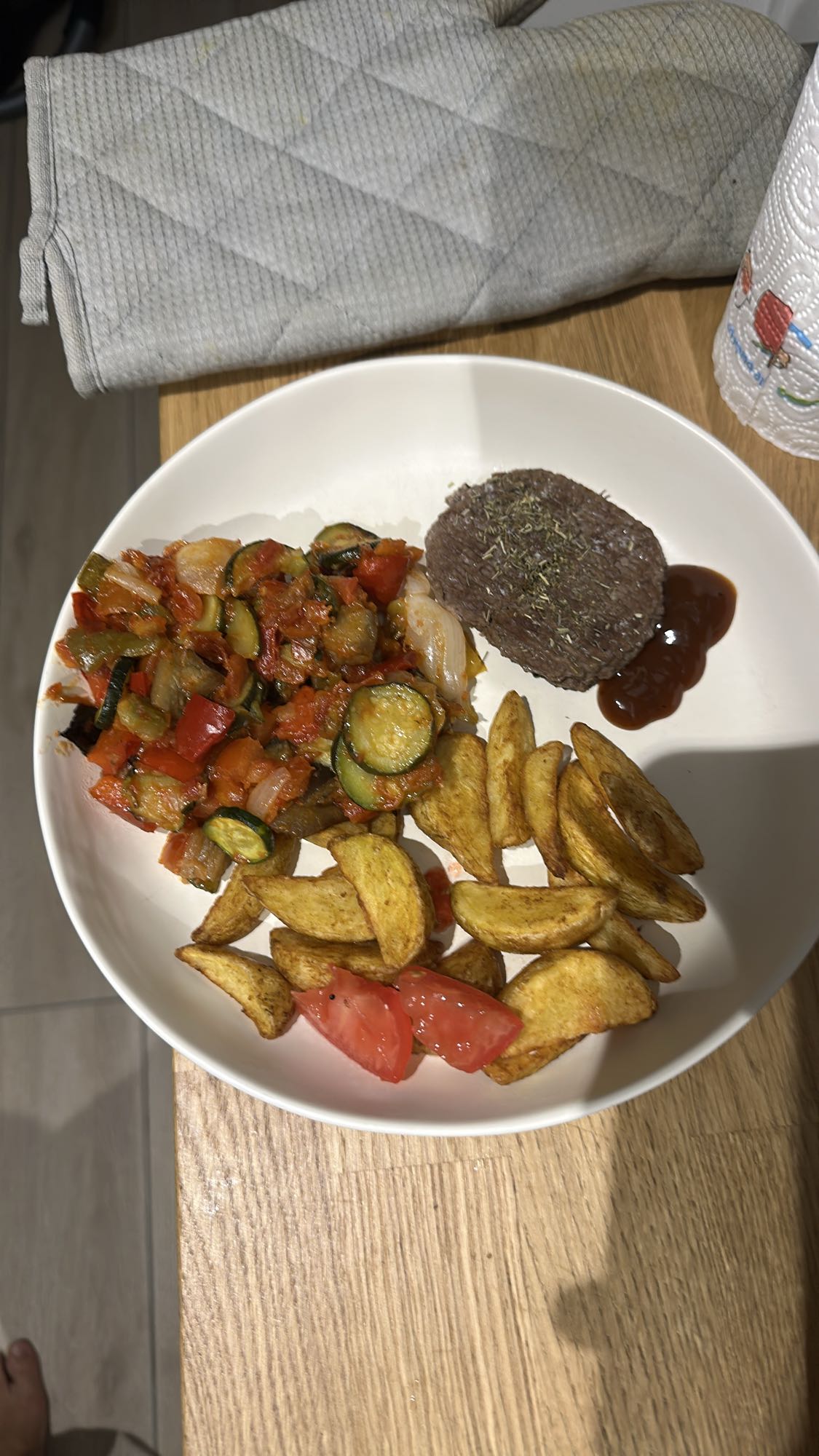 Steak haché et légumes