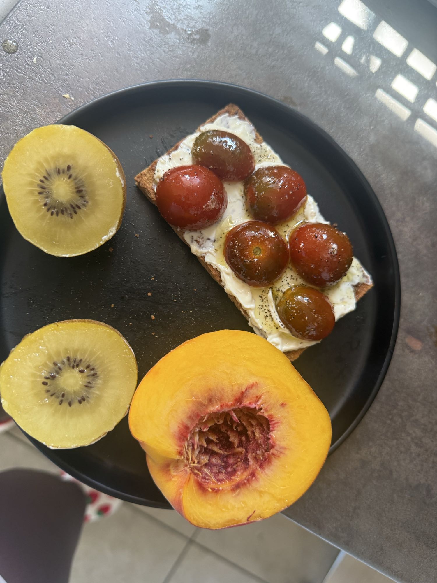 Toast with Fruit, Cheese, Hot Cheetos, and Ice Cream Cone