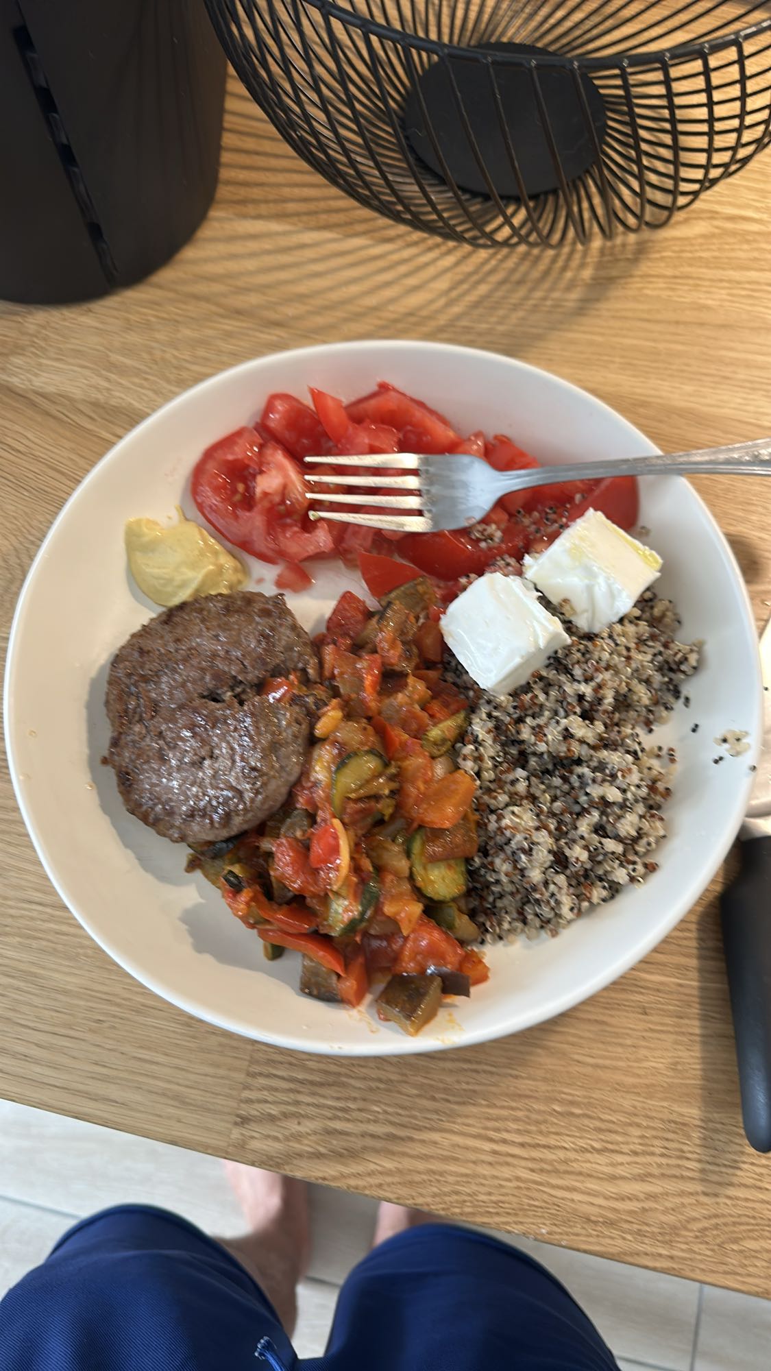 Steak quinoa et légumes