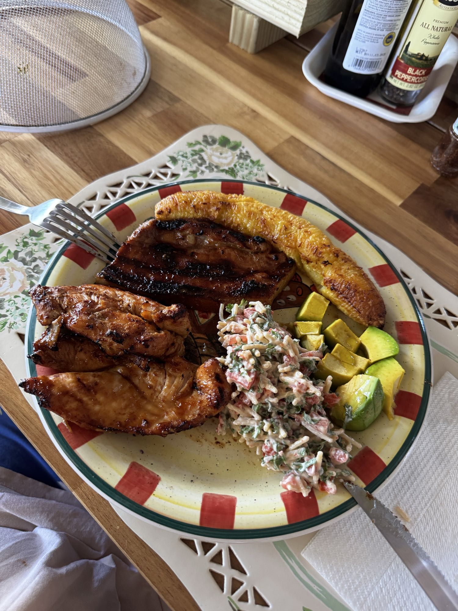 Pollo con plátano
