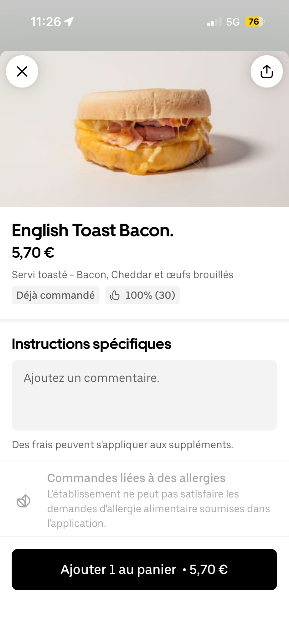 Toast anglais bacon