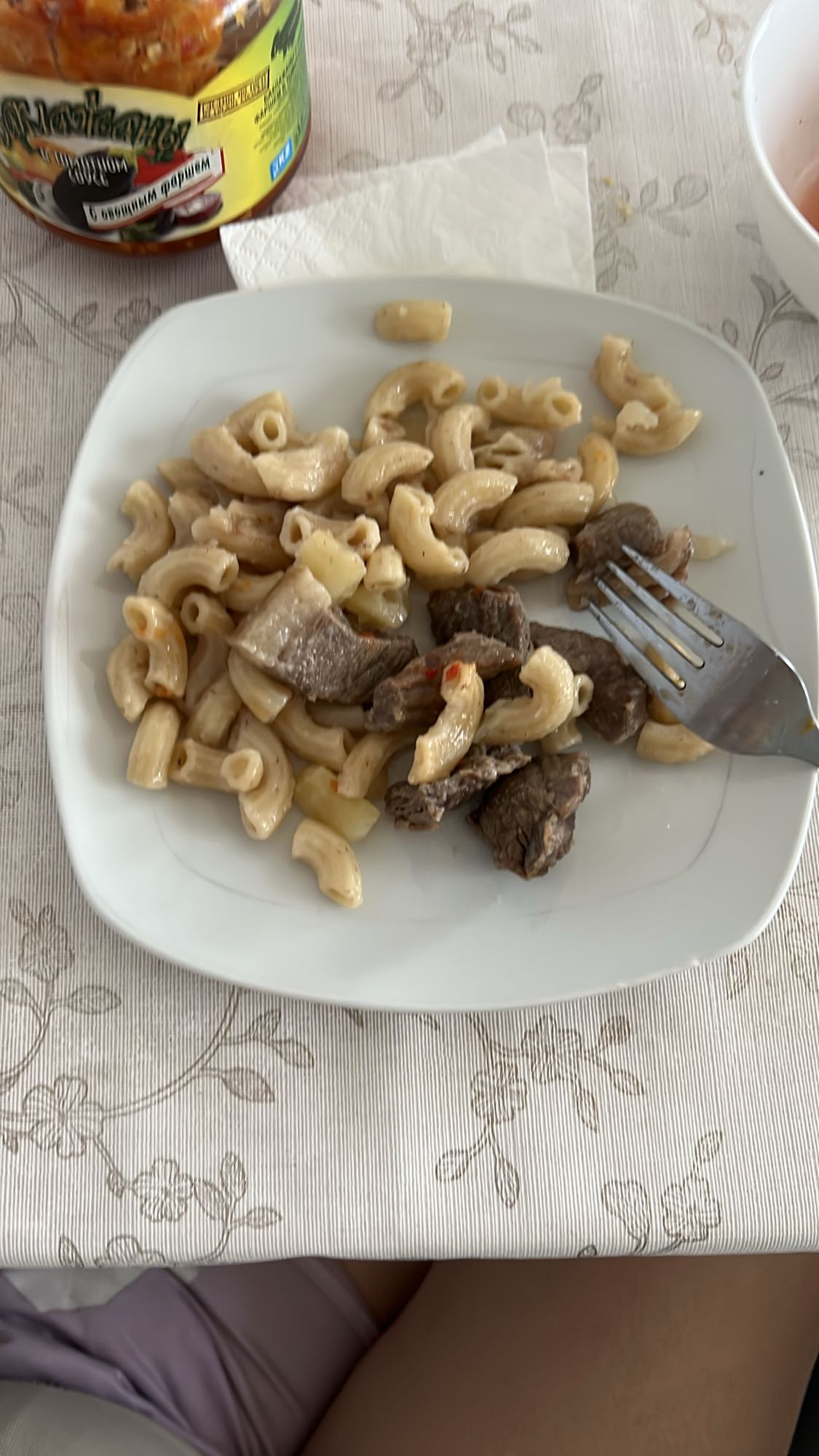 Макароны с говядиной