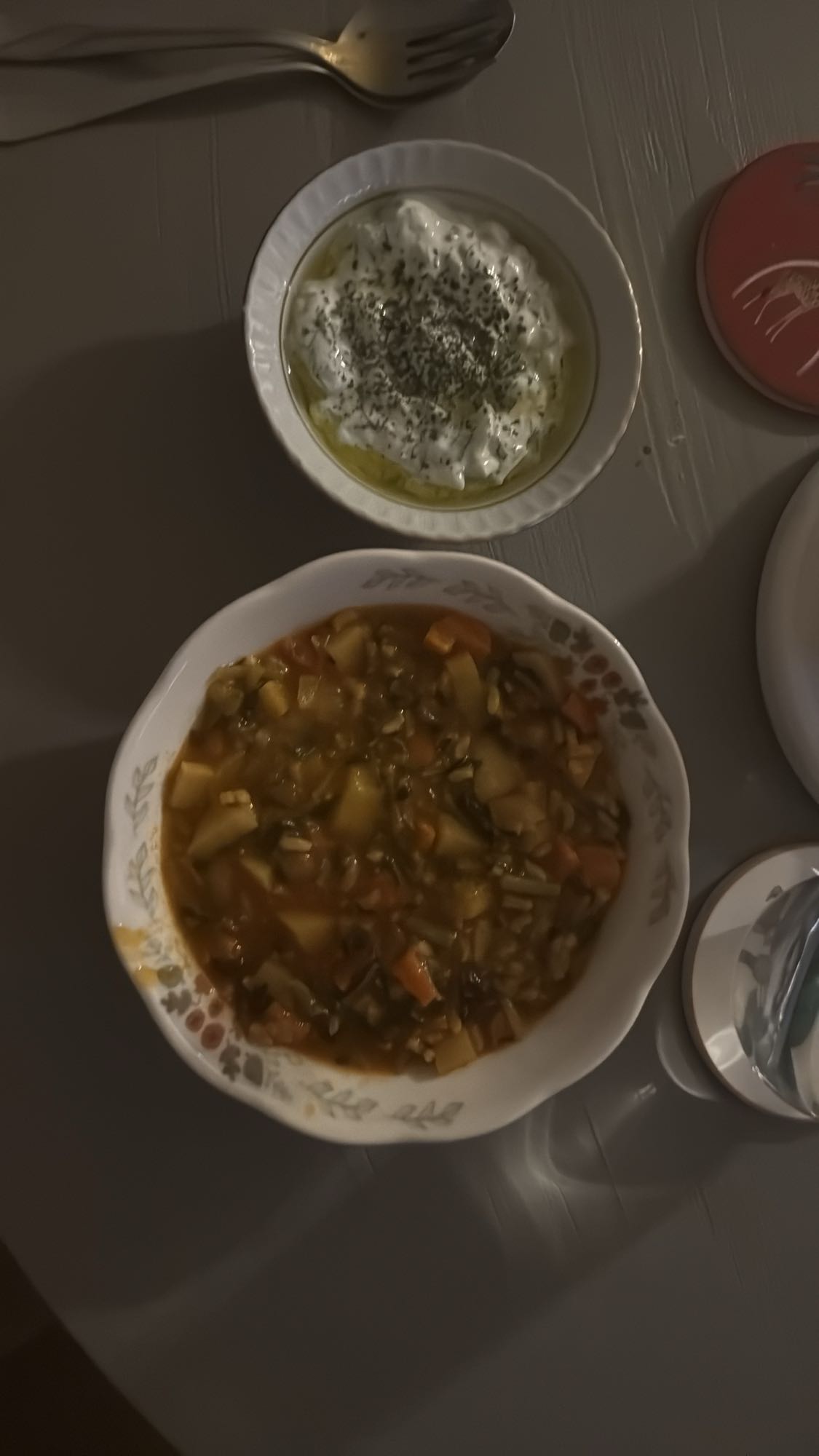 Sebzeli çorba ve cacık