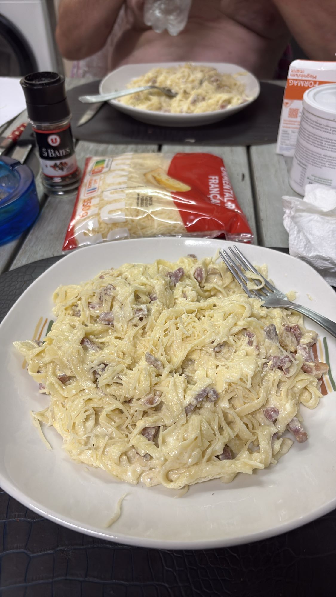 Pâtes crémeuses au lard