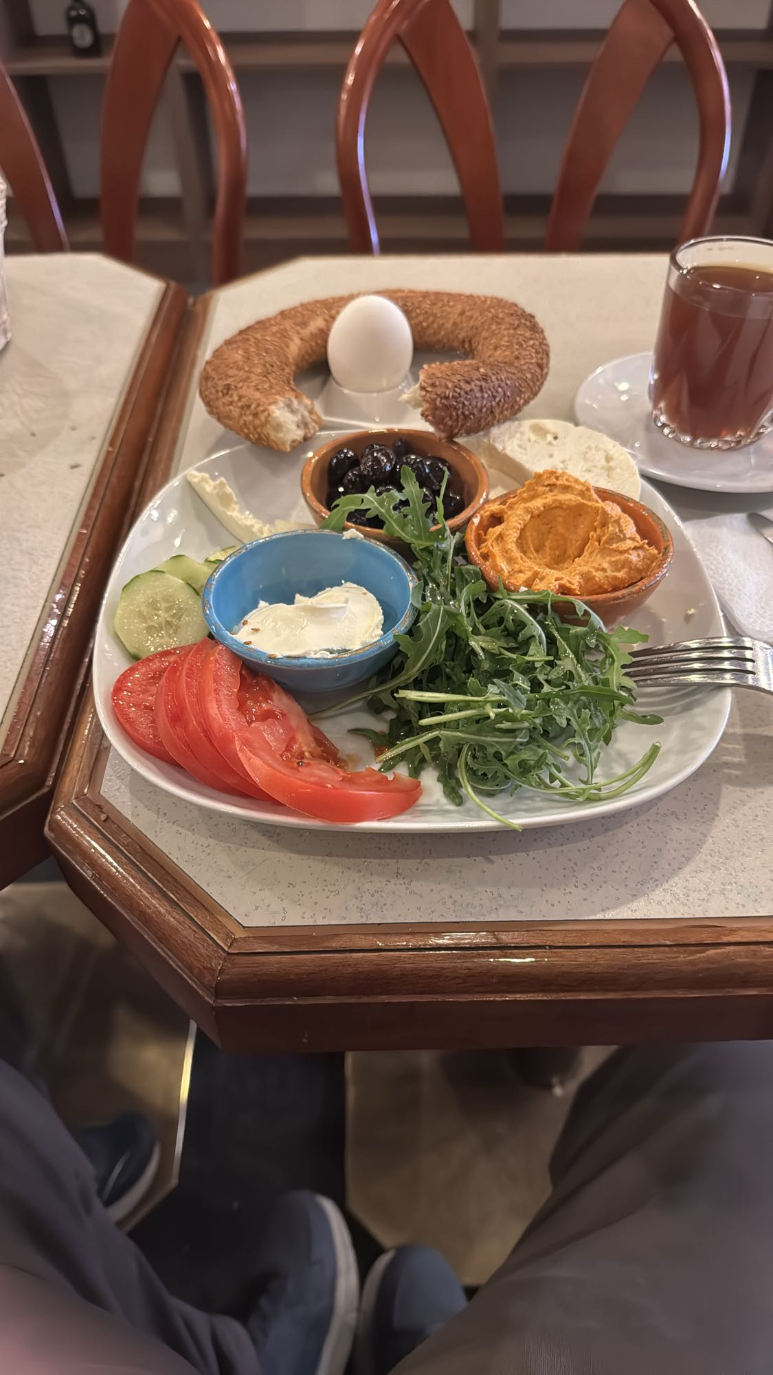 Simitli kahvaltı tabağı