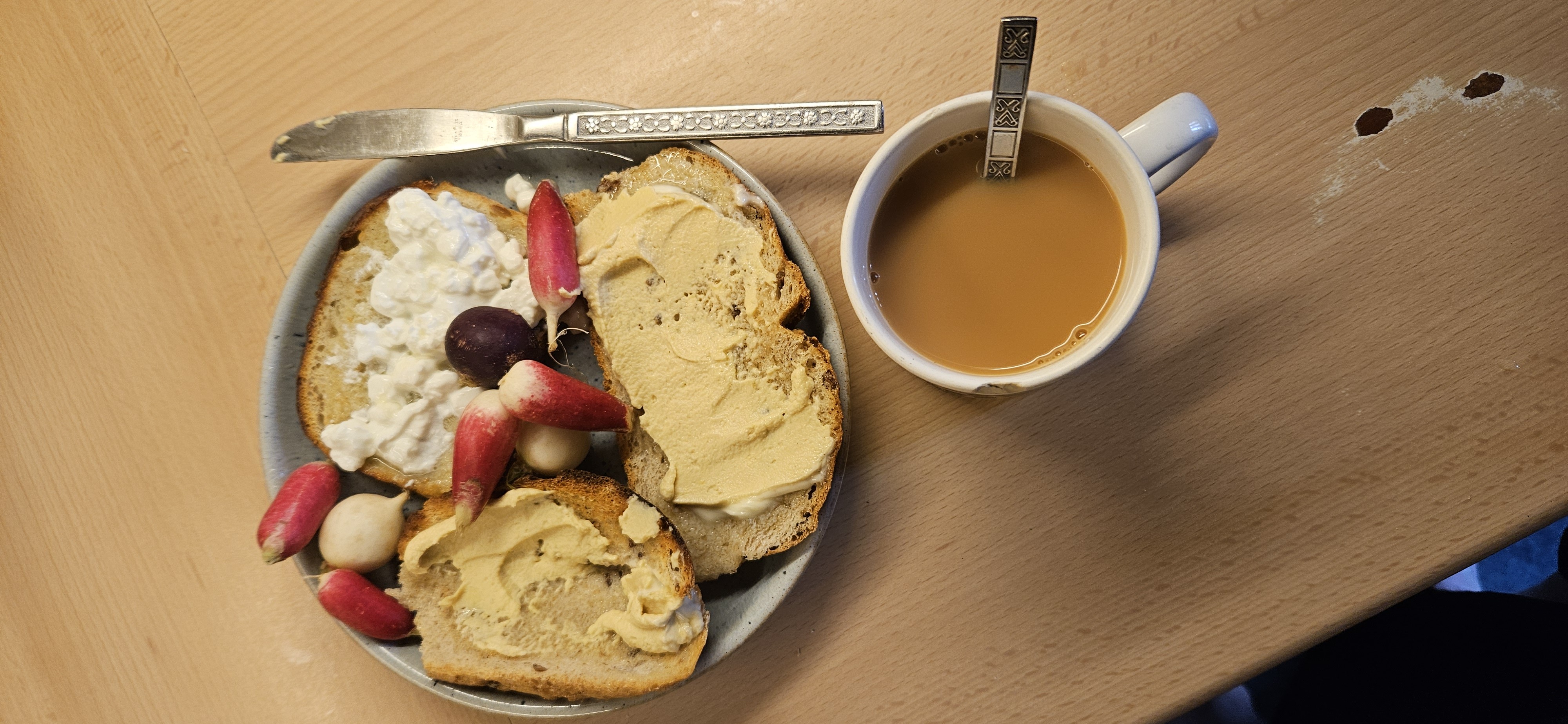 Bread Hummus Breakfast