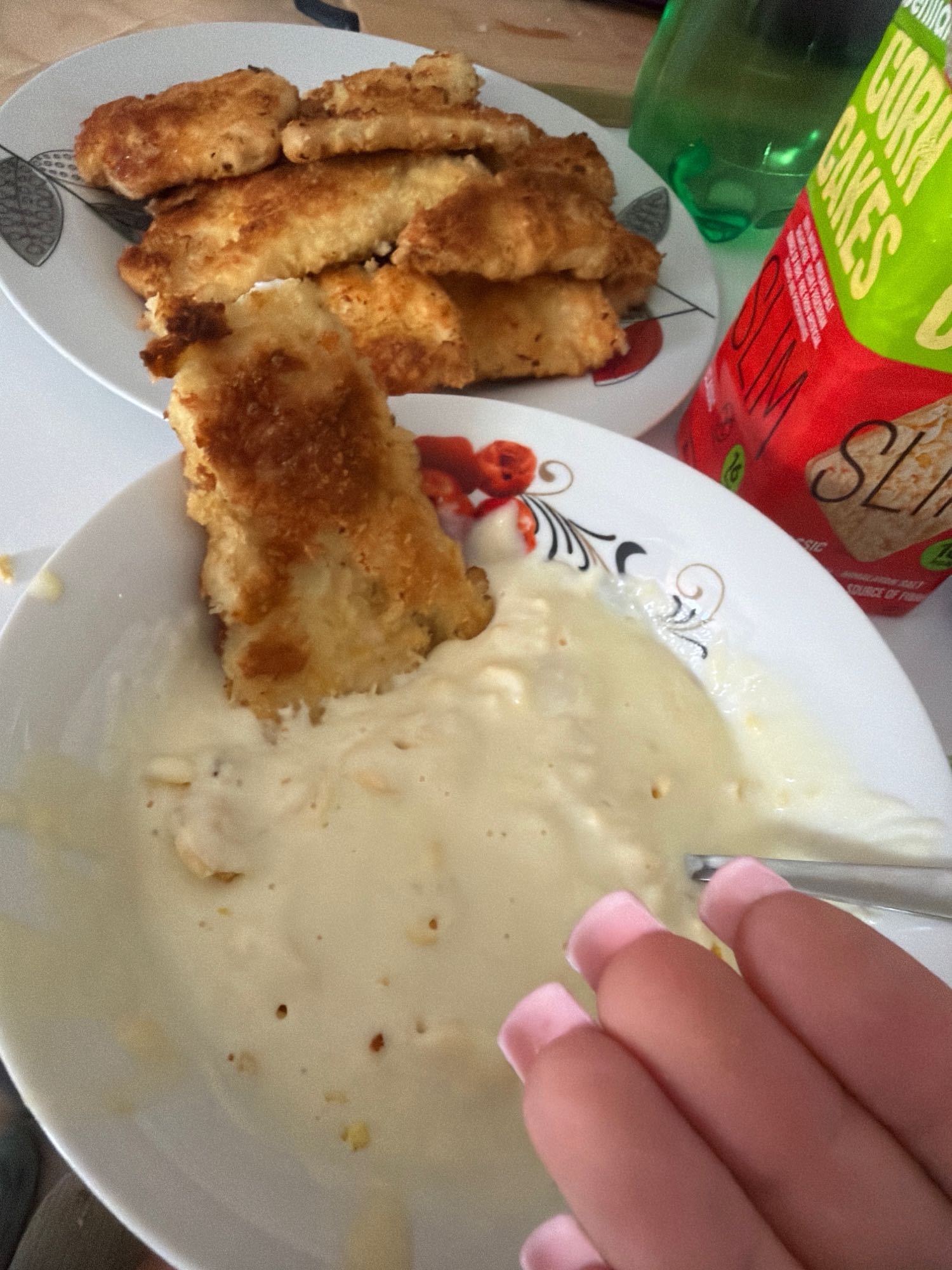 Курица в панировке с пюре