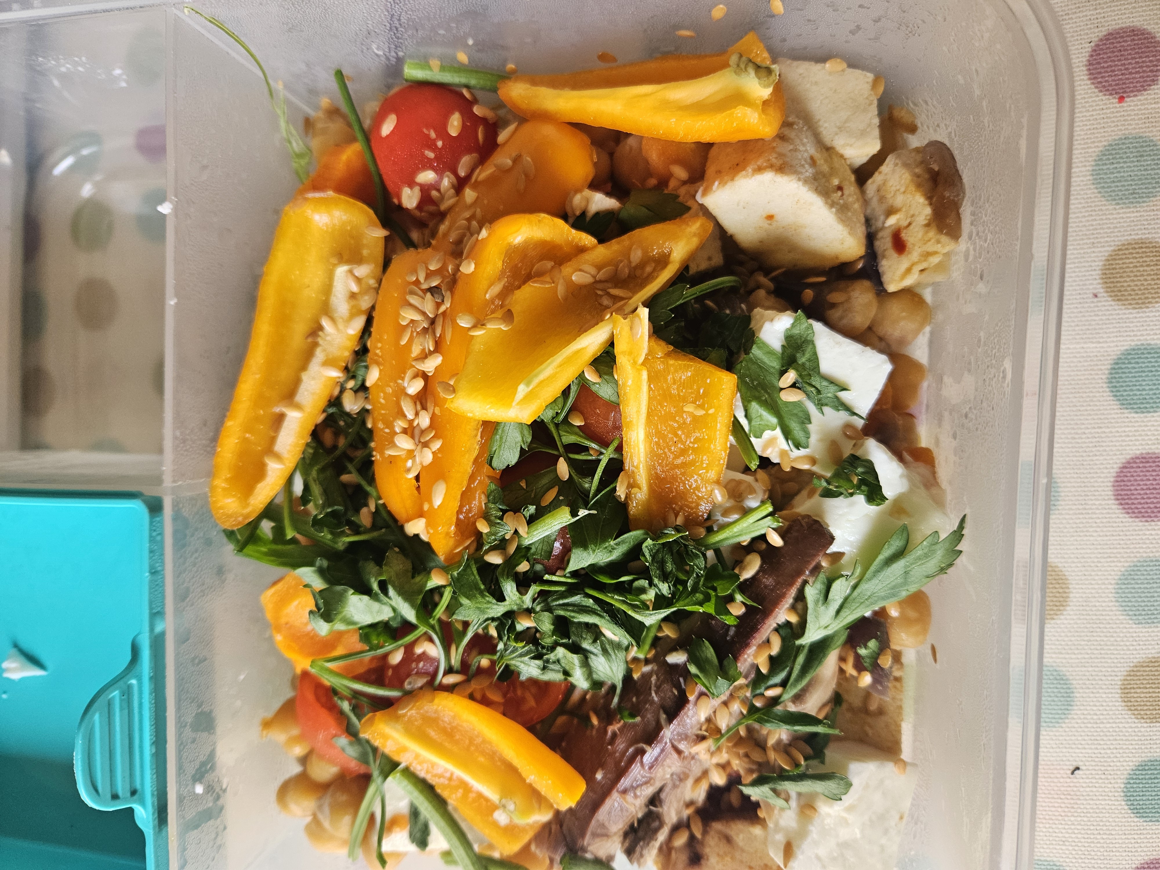 Chickpea Tofu Salad with Mackerel