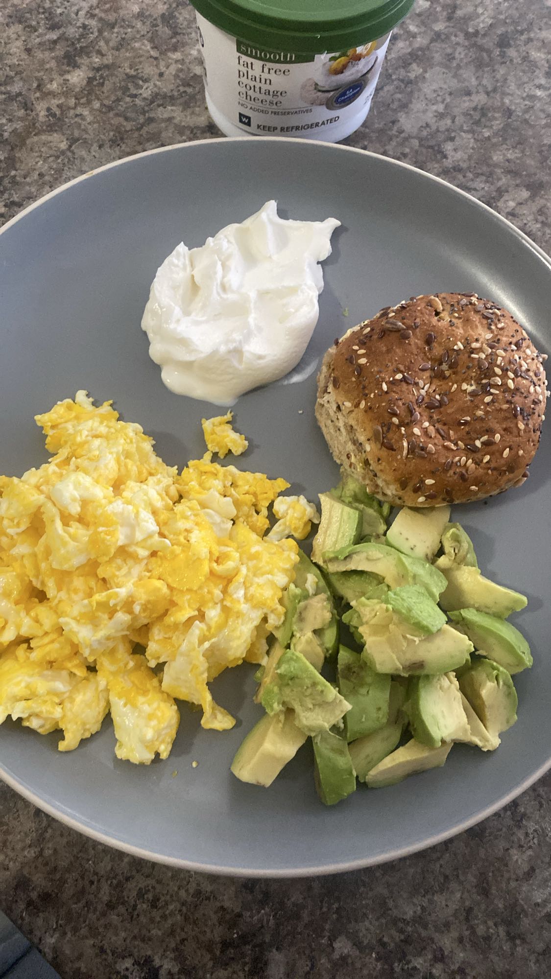 Eggs Avocado Bun Plate