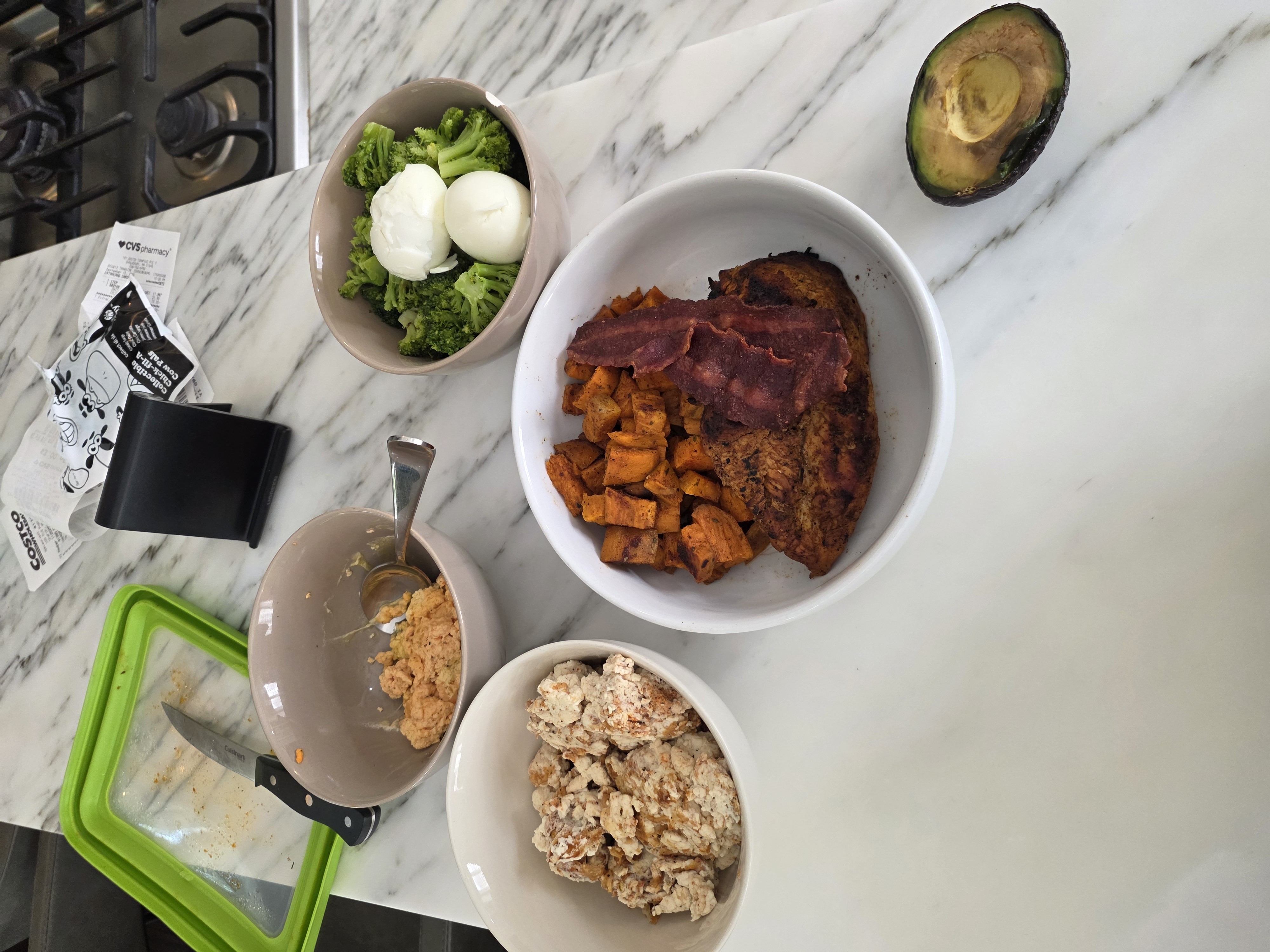 Chicken Eggs Broccoli Bowl