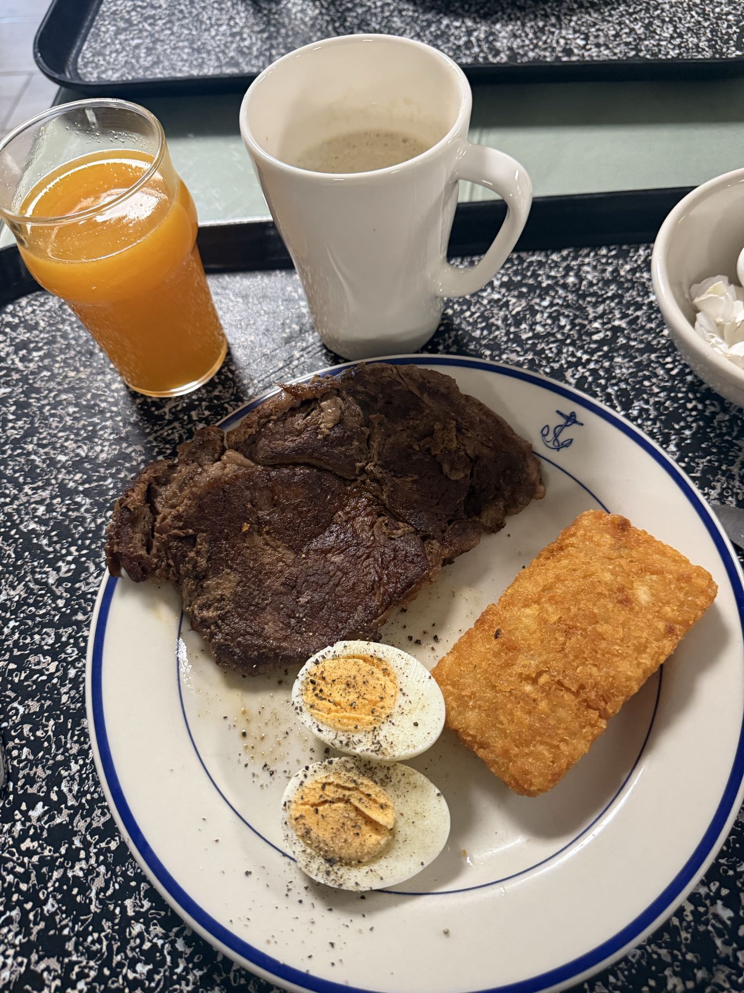 Steak Hash Egg Juice
