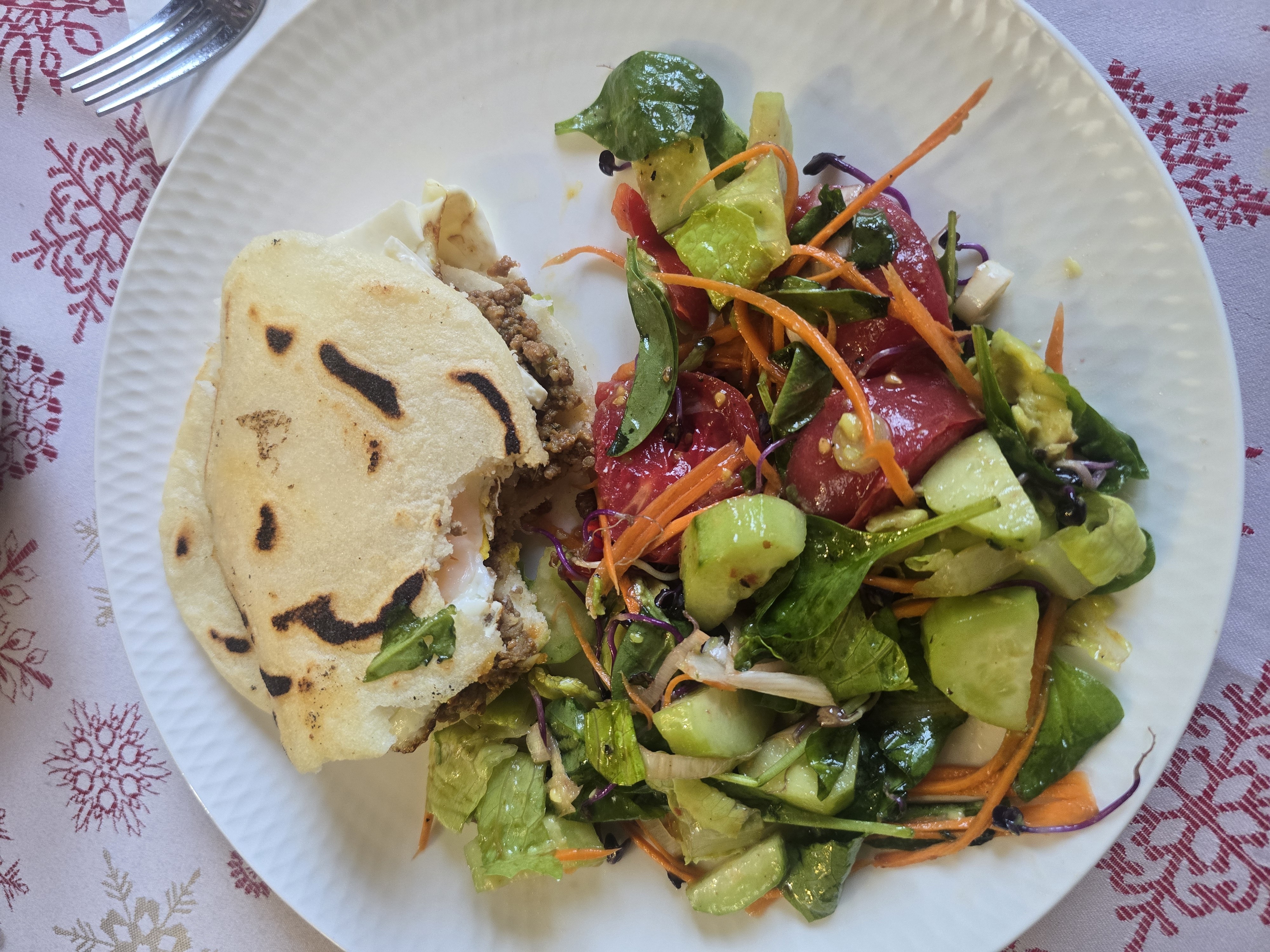 Stuffed Arepa with Salad