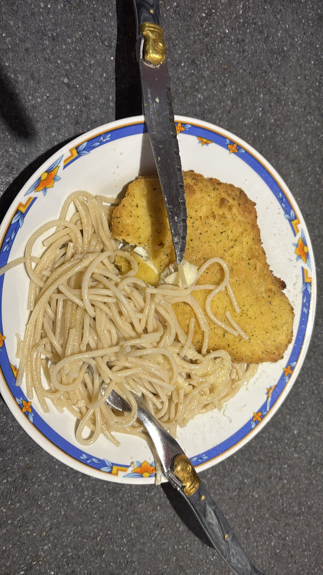 Spaghetti de riz brun, filet de limande et parmesan