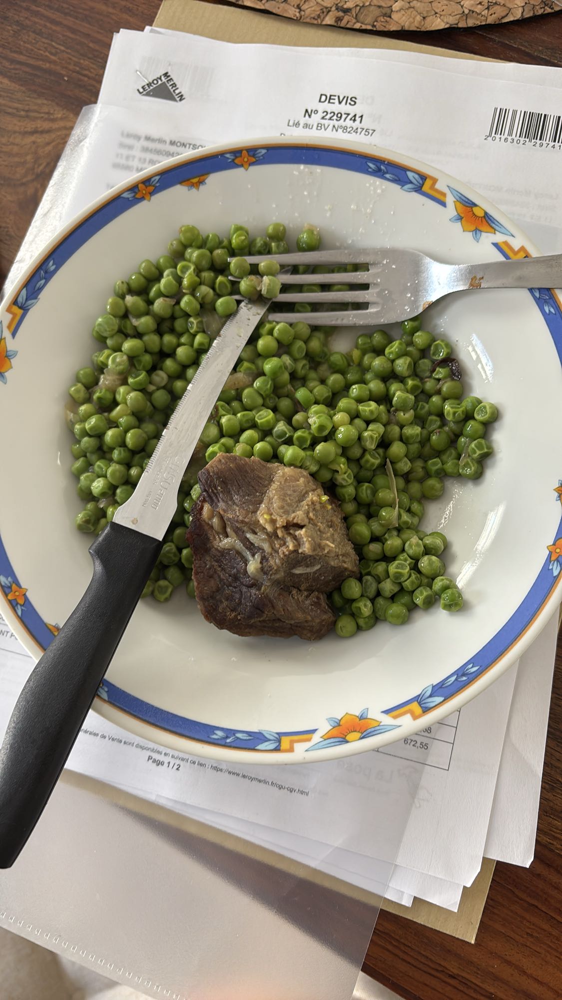 Petits pois et boeuf
