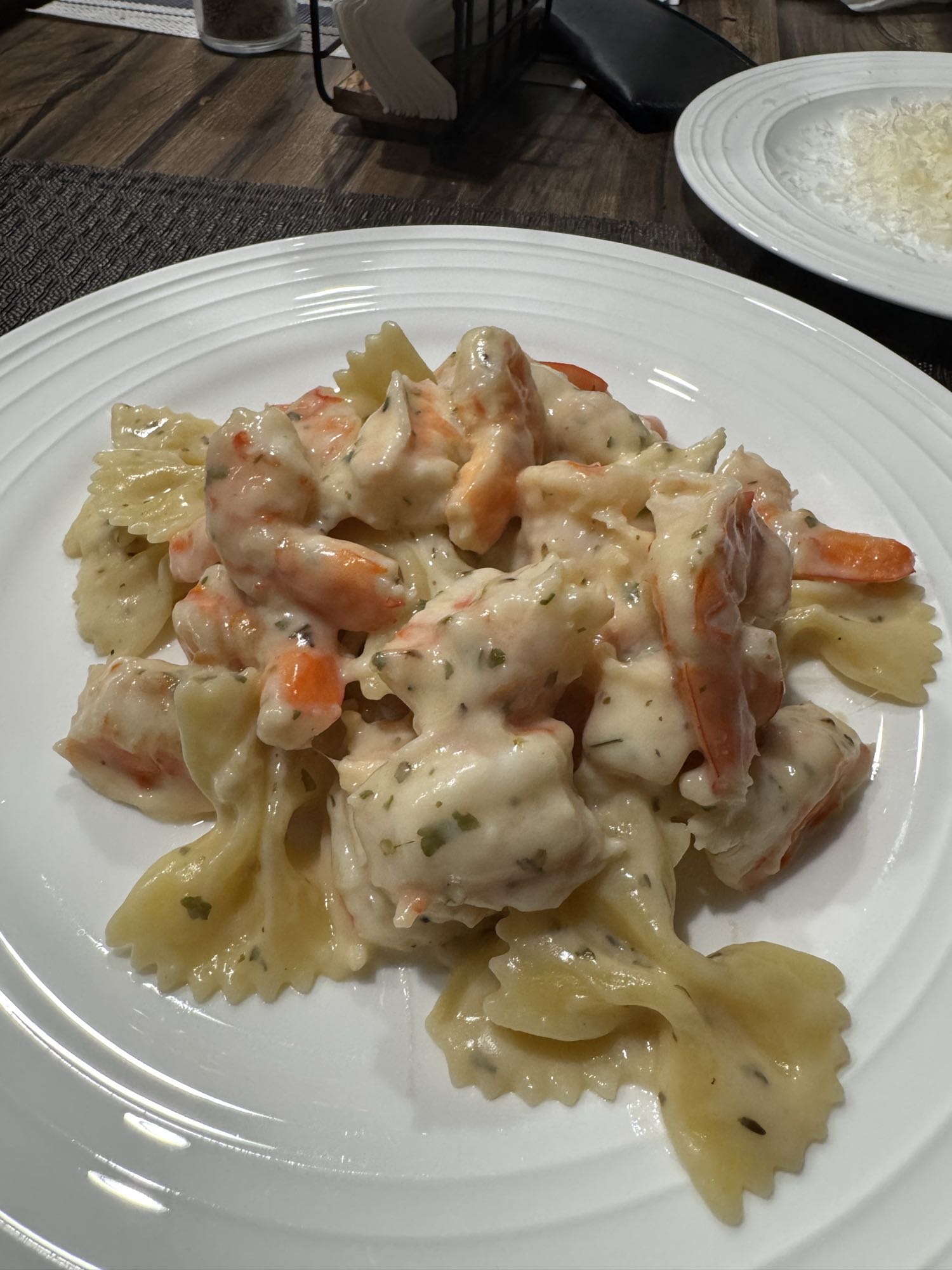 pasta cremosa con camarón