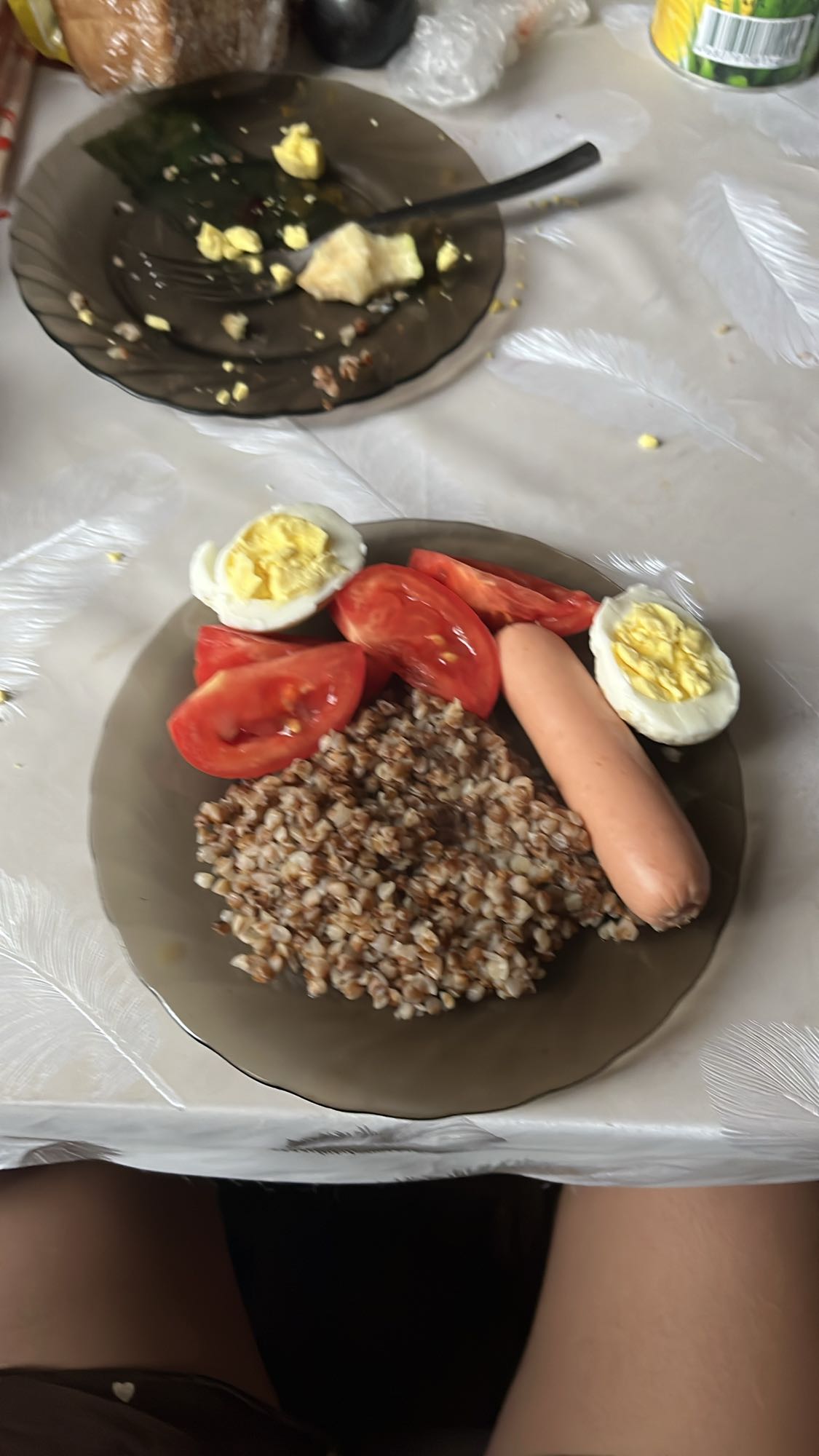 Гречка с сосиской и яйцом