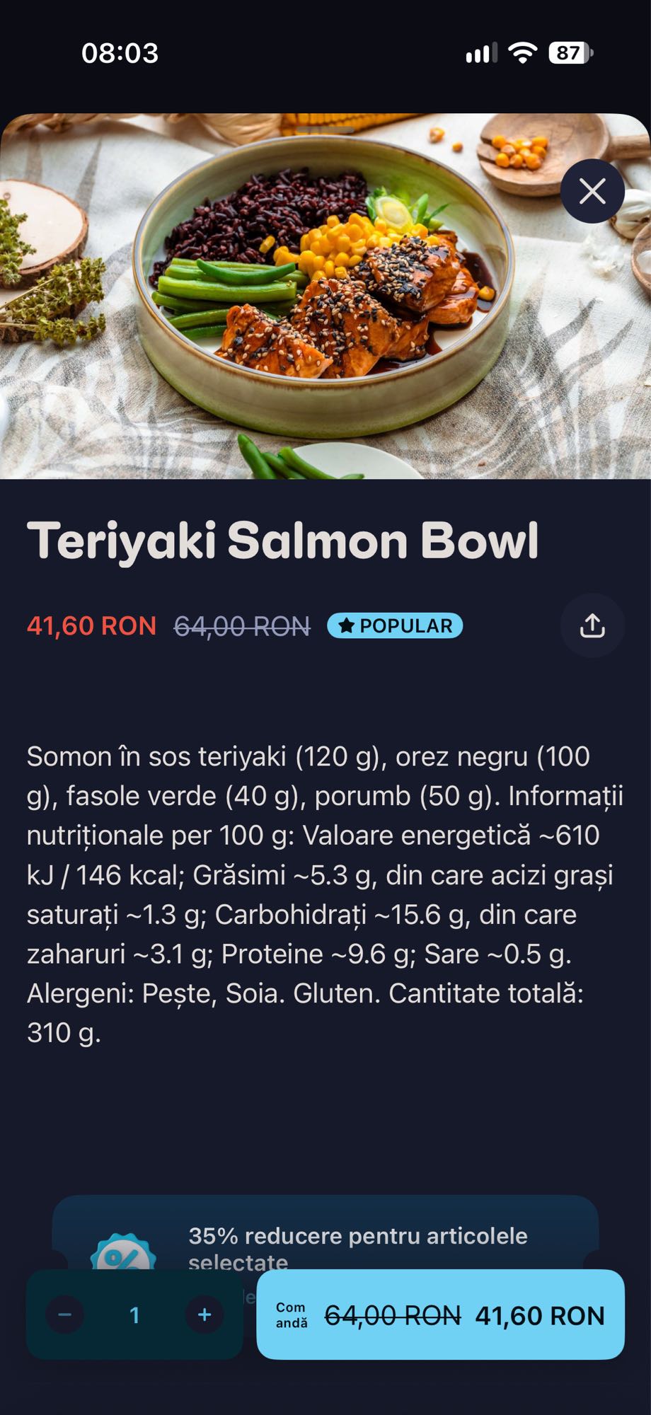 Bol cu somon teriyaki