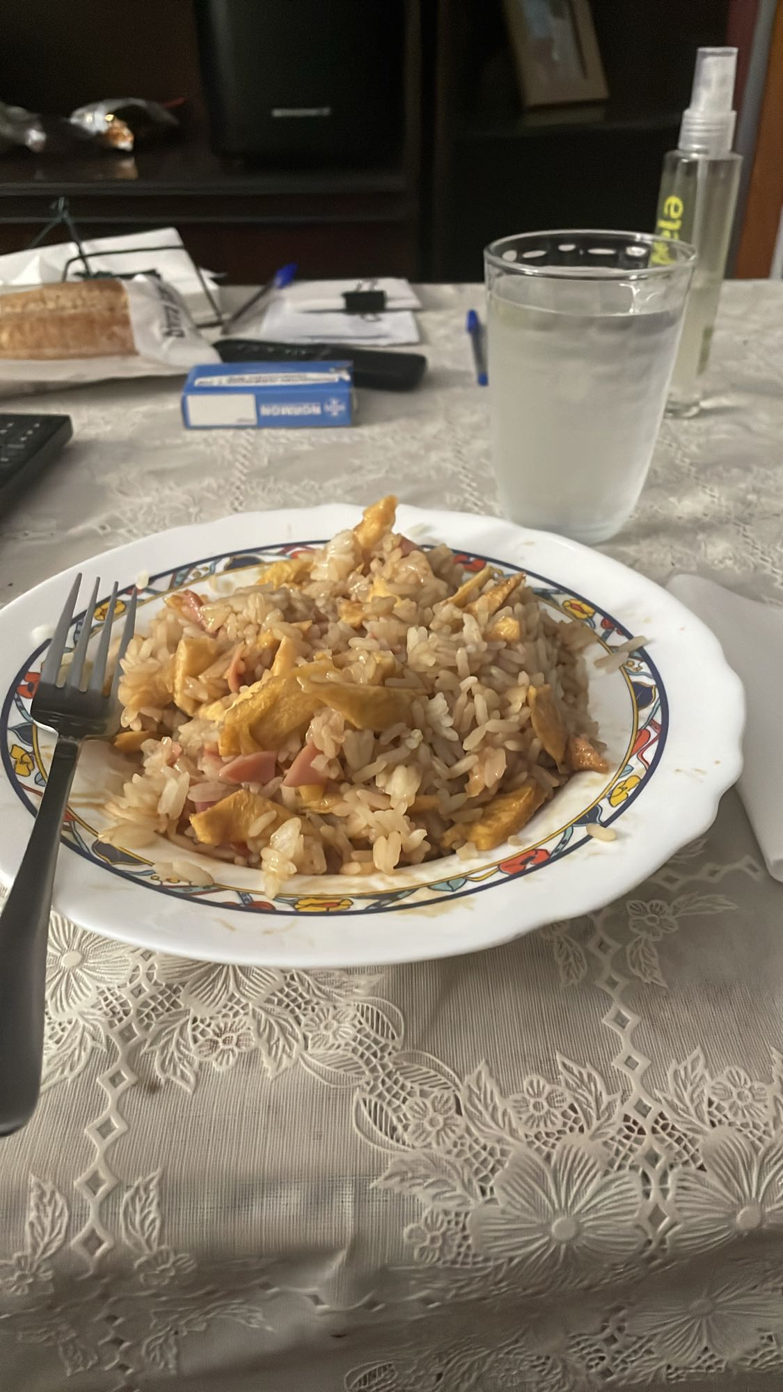 Arroz con pollo y jamón
